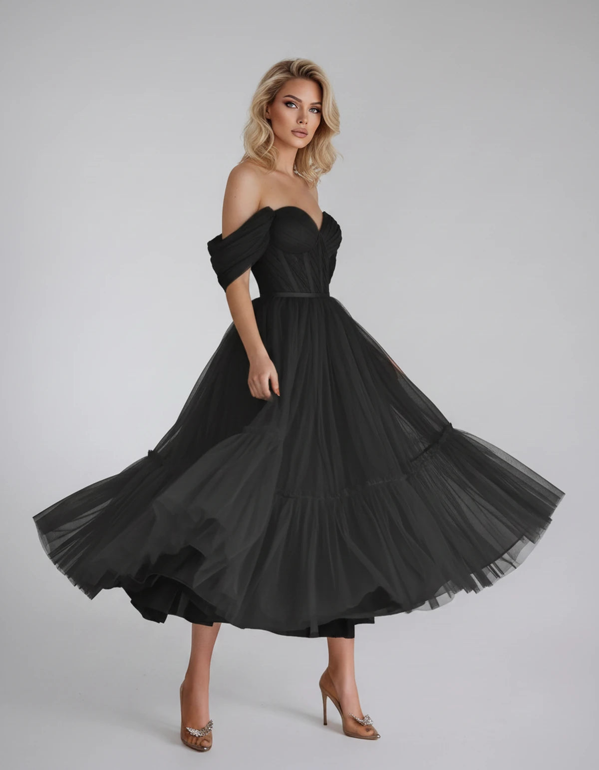 Azurine Midi Dresses — A Black | SKU: SD-99025-ablack-2,SD-99025-ablack-4,SD-99025-ablack-6,SD-99025-ablack-8,SD-99025-ablack-10,SD-99025-ablack-12,SD-99025-ablack-14,SD-99025-ablack-16,SD-99025-ablack-16W,SD-99025-ablack-18W,SD-99025-ablack-20W,SD-99025-ablack-22W