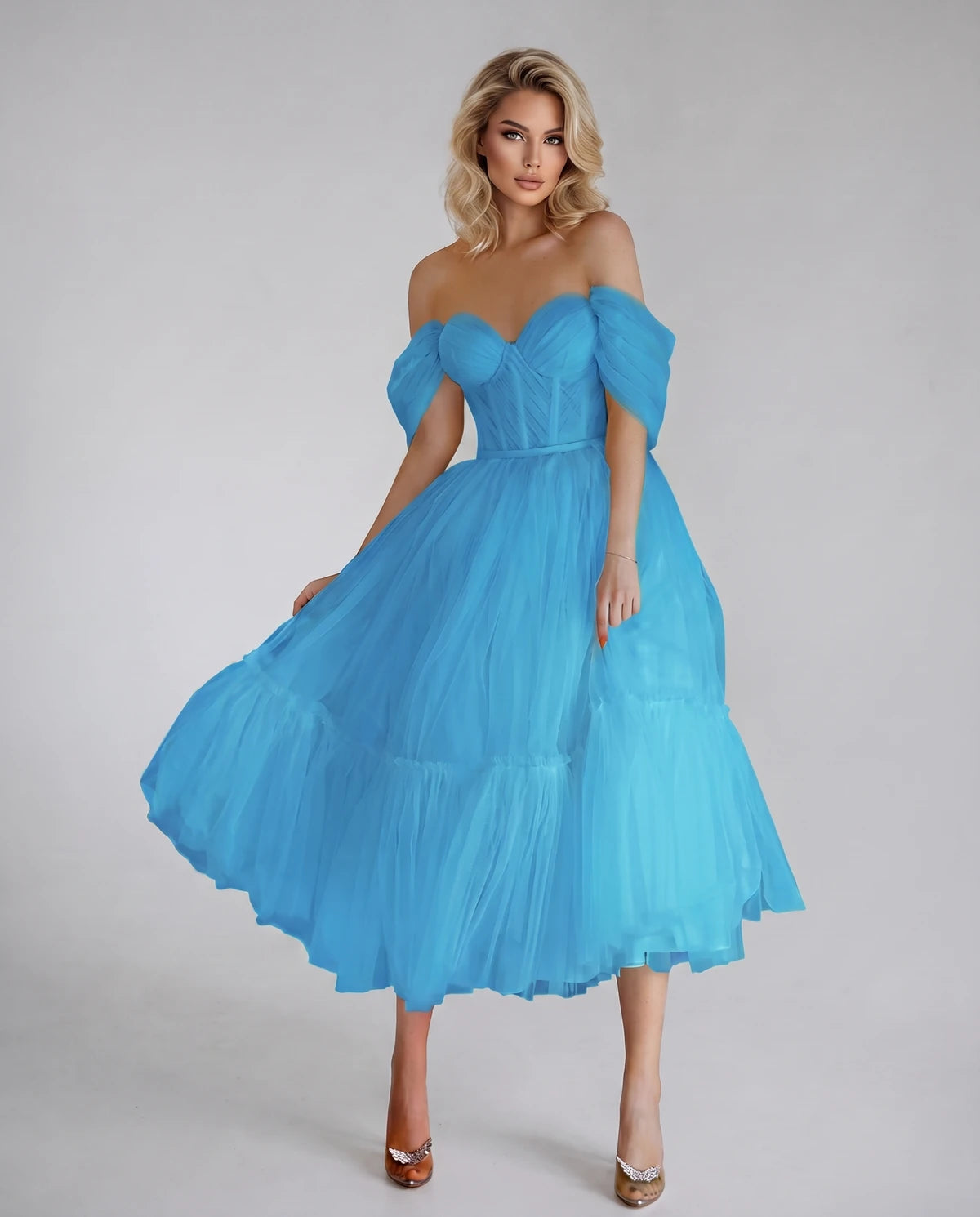 Azurine Midi Dresses — A Blue