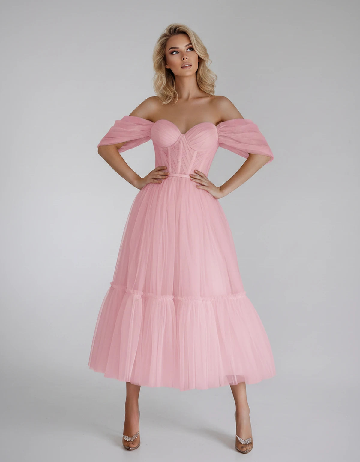 Azurine Midi Dresses — A Pink | SKU: SD-99025-apink-2,SD-99025-apink-4,SD-99025-apink-6,SD-99025-apink-8,SD-99025-apink-10,SD-99025-apink-12,SD-99025-apink-14,SD-99025-apink-16,SD-99025-apink-16W,SD-99025-apink-18W,SD-99025-apink-20W,SD-99025-apink-22W