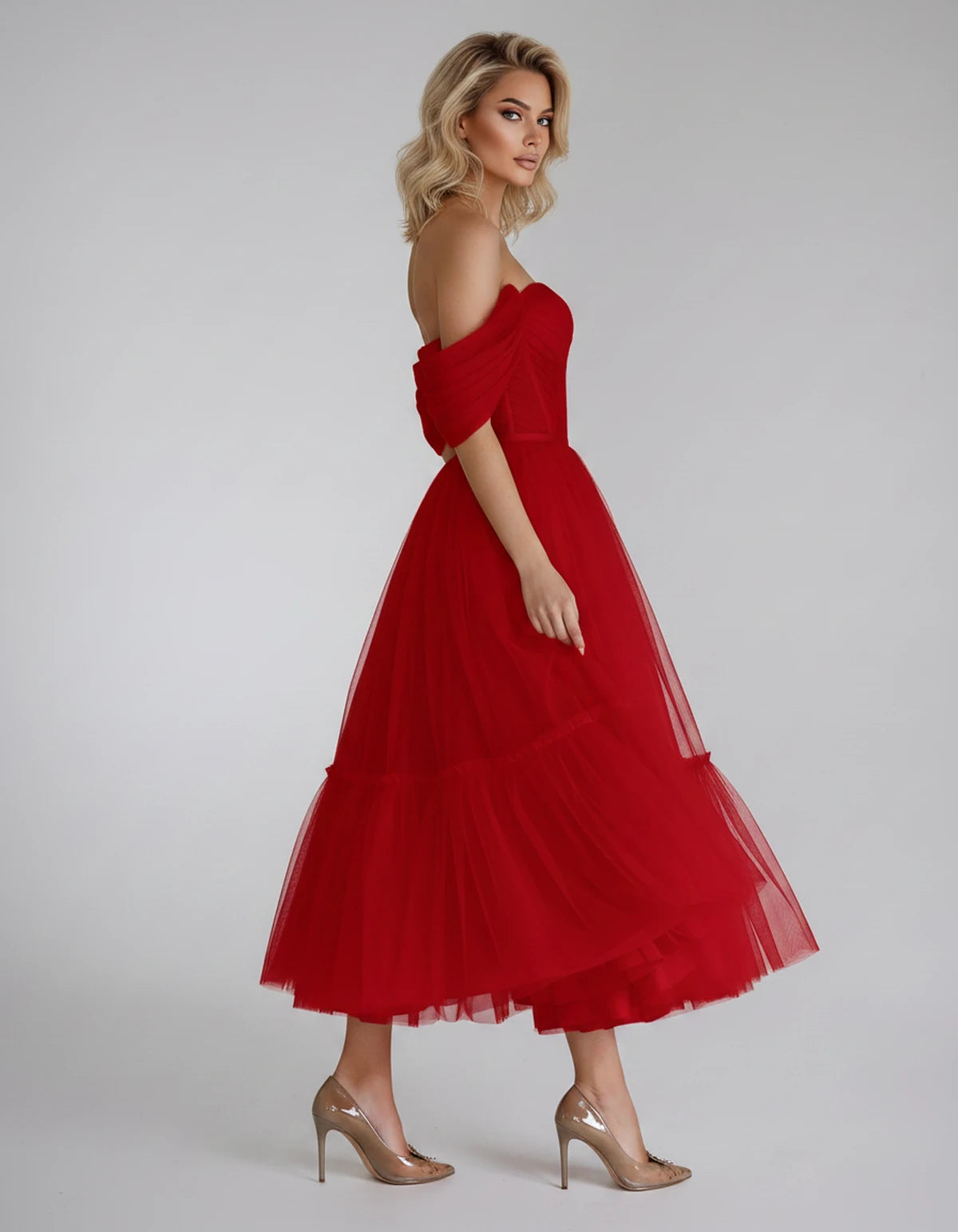 Azurine Midi Dresses — A Red | SKU: SD-99025-ared-2,SD-99025-ared-4,SD-99025-ared-6,SD-99025-ared-8,SD-99025-ared-10,SD-99025-ared-12,SD-99025-ared-14,SD-99025-ared-16,SD-99025-ared-16W,SD-99025-ared-18W,SD-99025-ared-20W,SD-99025-ared-22W