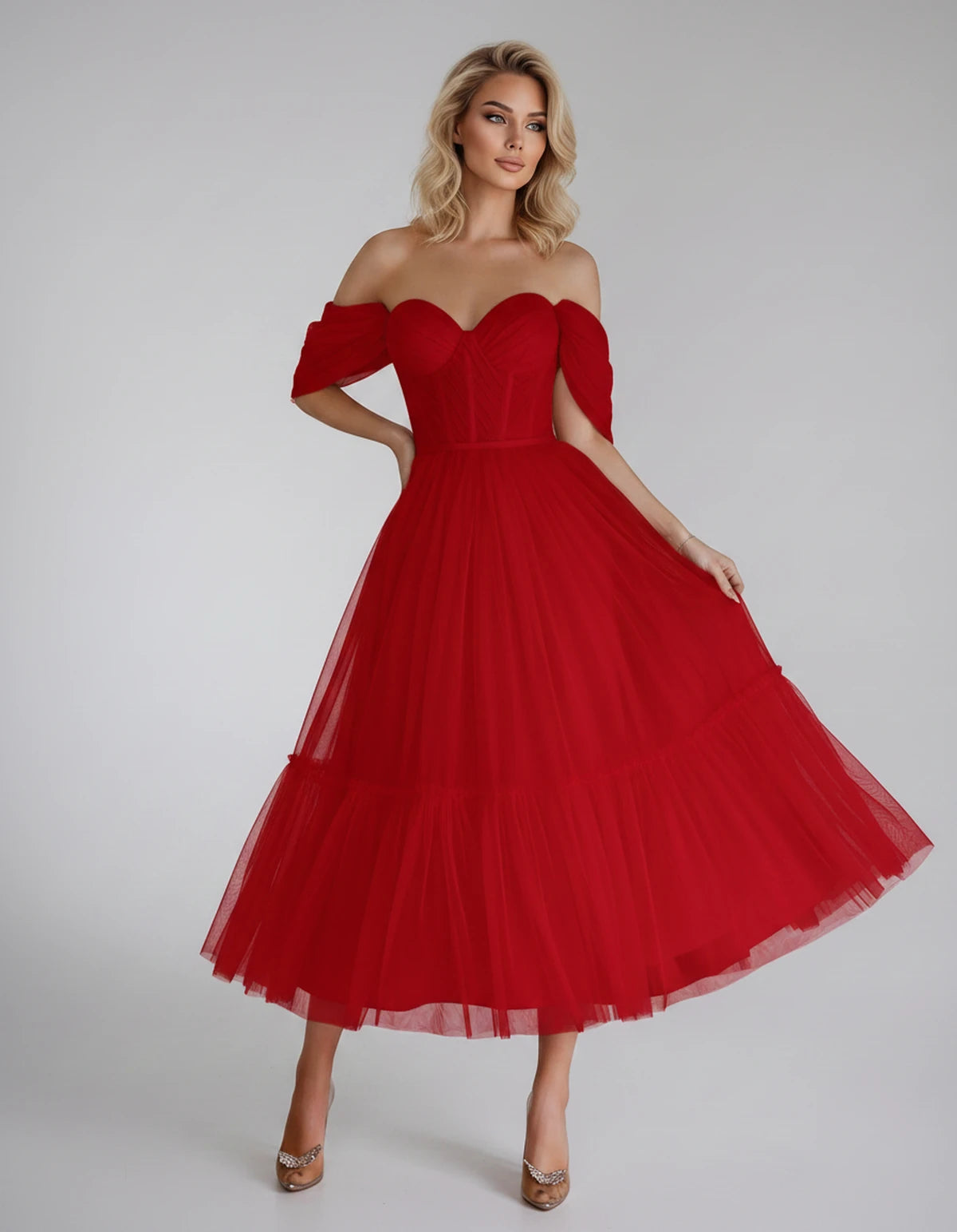 Azurine Midi Dresses — A Red | SKU: SD-99025-ared-2,SD-99025-ared-4,SD-99025-ared-6,SD-99025-ared-8,SD-99025-ared-10,SD-99025-ared-12,SD-99025-ared-14,SD-99025-ared-16,SD-99025-ared-16W,SD-99025-ared-18W,SD-99025-ared-20W,SD-99025-ared-22W