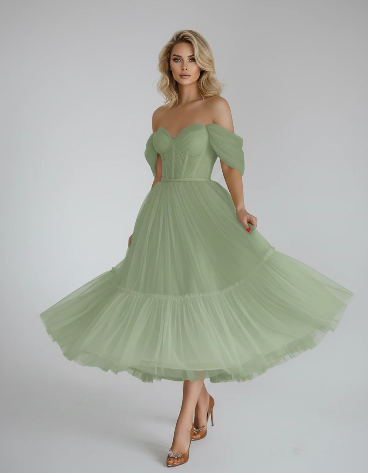 Azurine Midi Dresses — A Sage Green | SKU: SD-99025-asagegreen-2,SD-99025-asagegreen-4,SD-99025-asagegreen-6,SD-99025-asagegreen-8,SD-99025-asagegreen-10,SD-99025-asagegreen-12,SD-99025-asagegreen-14,SD-99025-asagegreen-16,SD-99025-asagegreen-16W,SD-99025-asagegreen-18W,SD-99025-asagegreen-20W,SD-99025-asagegreen-22W