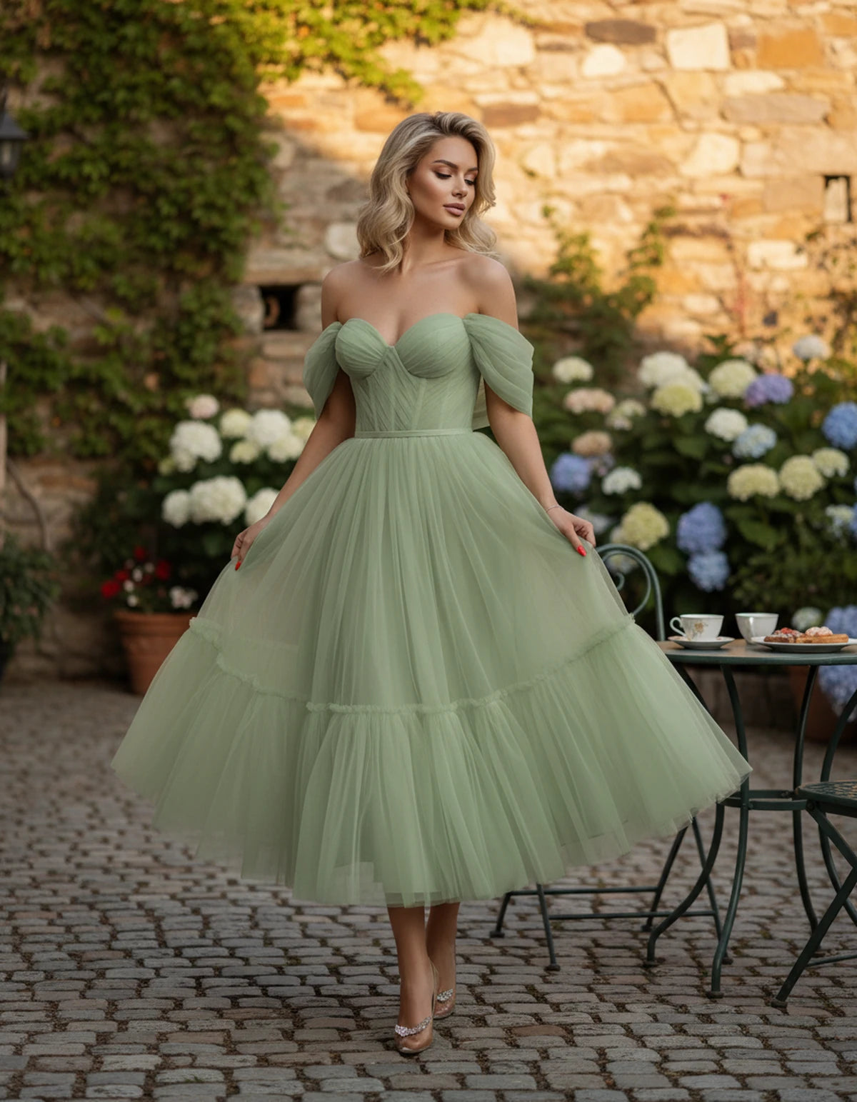 Azurine Midi Dresses — A Sage Green | SKU: SD-99025-asagegreen-2,SD-99025-asagegreen-4,SD-99025-asagegreen-6,SD-99025-asagegreen-8,SD-99025-asagegreen-10,SD-99025-asagegreen-12,SD-99025-asagegreen-14,SD-99025-asagegreen-16,SD-99025-asagegreen-16W,SD-99025-asagegreen-18W,SD-99025-asagegreen-20W,SD-99025-asagegreen-22W