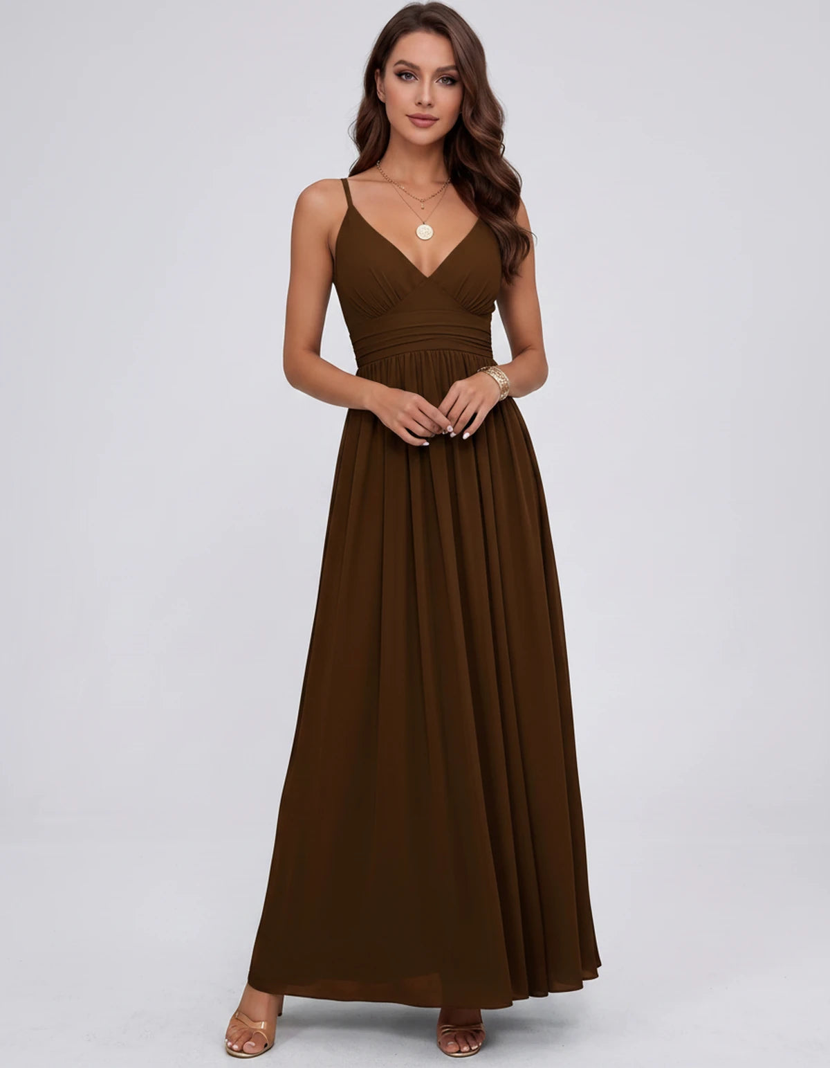 Belisse Maxi Dress — Brown | SKU: SD-82788-brown-2,SD-82788-brown-4,SD-82788-brown-6,SD-82788-brown-8,SD-82788-brown-10,SD-82788-brown-12,SD-82788-brown-14,SD-82788-brown-16,SD-82788-brown-16W,SD-82788-brown-18W,SD-82788-brown-20W,SD-82788-brown-22W