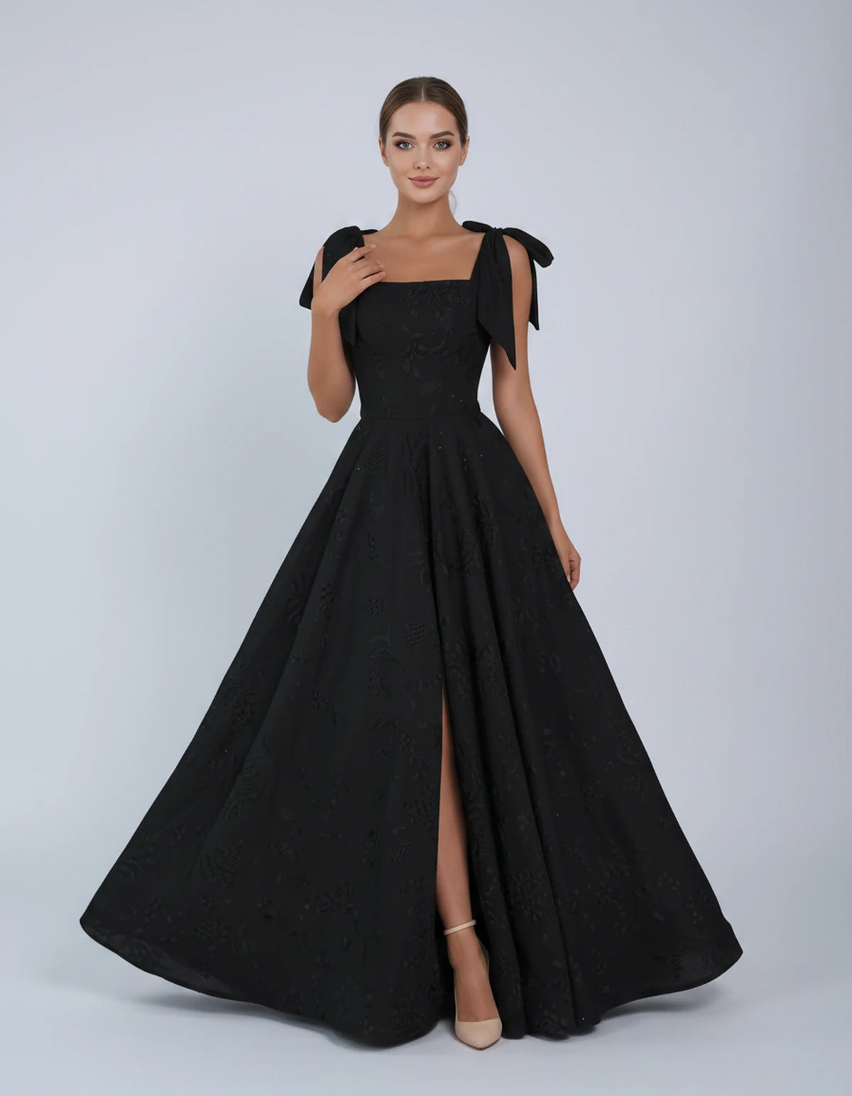 Bellamy Maxi Dress — Black | SKU: SD-00075-black-2,SD-00075-black-4,SD-00075-black-6,SD-00075-black-8,SD-00075-black-10,SD-00075-black-12,SD-00075-black-14,SD-00075-black-16,SD-00075-black-16W,SD-00075-black-18W,SD-00075-black-20W,SD-00075-black-22W