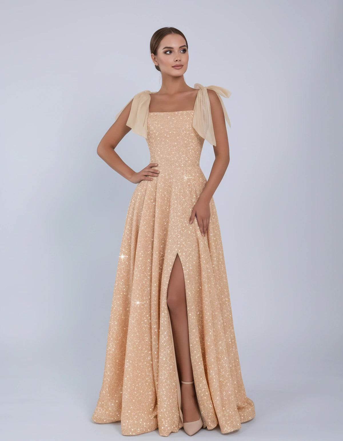 Bellamy Maxi Dress — Champagne | SKU: SD-00075-champagne-2,SD-00075-champagne-4,SD-00075-champagne-6,SD-00075-champagne-8,SD-00075-champagne-10,SD-00075-champagne-12,SD-00075-champagne-14,SD-00075-champagne-16,SD-00075-champagne-16W,SD-00075-champagne-18W,SD-00075-champagne-20W,SD-00075-champagne-22W