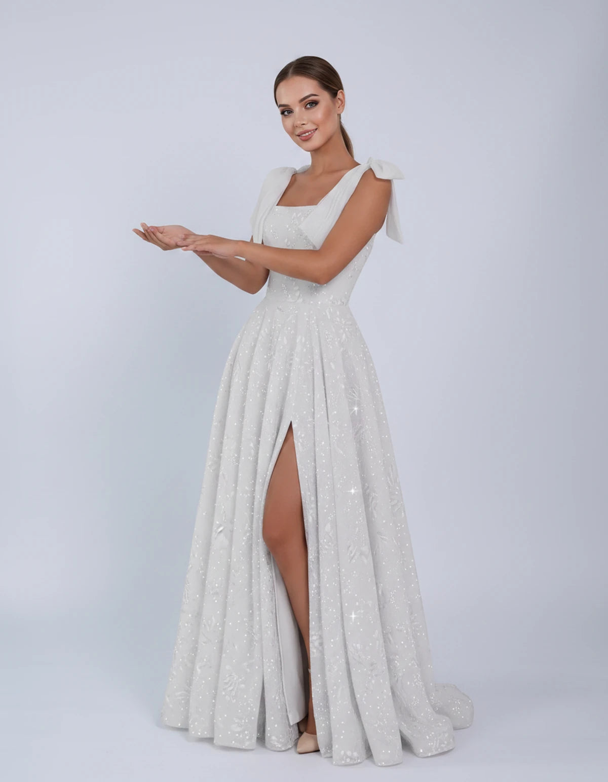 Bellamy Maxi Dress — Silver | SKU: SD-00075-silver-2,SD-00075-silver-4,SD-00075-silver-6,SD-00075-silver-8,SD-00075-silver-10,SD-00075-silver-12,SD-00075-silver-14,SD-00075-silver-16,SD-00075-silver-16W,SD-00075-silver-18W,SD-00075-silver-20W,SD-00075-silver-22W