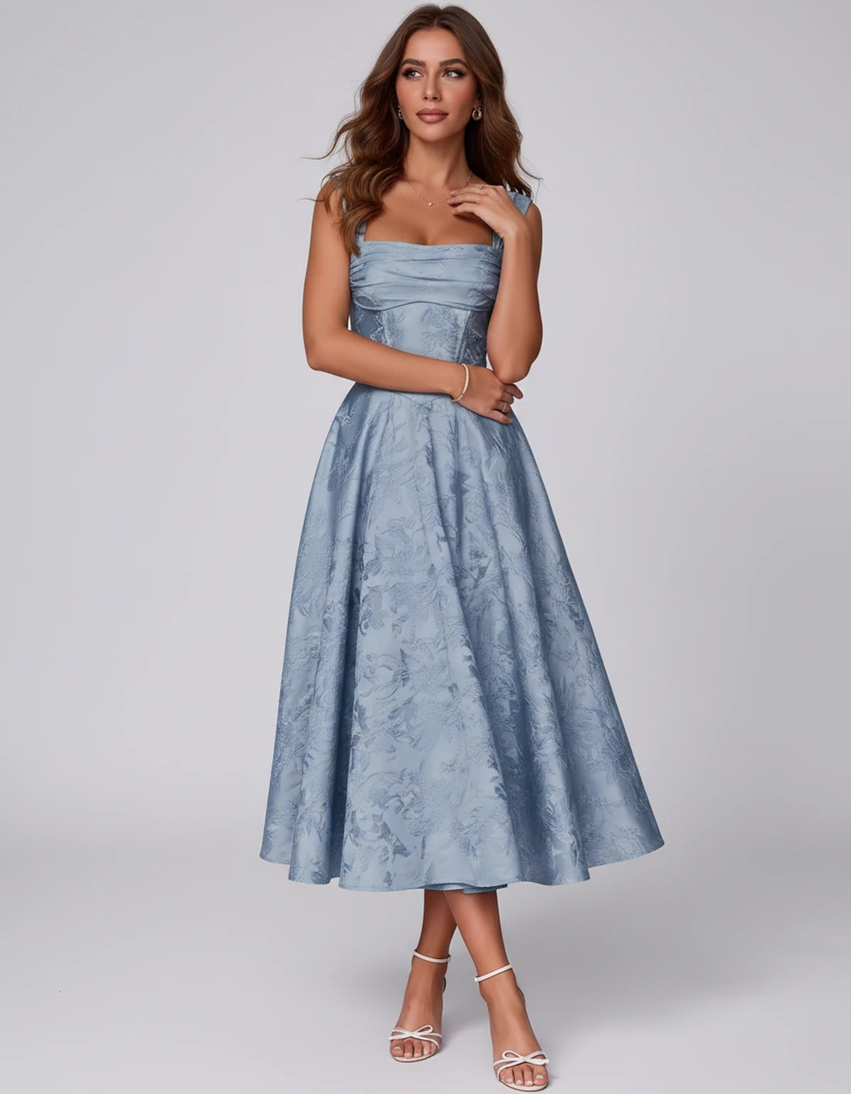 Bellerose Midi Dresses — Dusty Blue | SKU: SD-42237-dustyblue-2,SD-42237-dustyblue-4,SD-42237-dustyblue-6,SD-42237-dustyblue-8,SD-42237-dustyblue-10,SD-42237-dustyblue-12,SD-42237-dustyblue-14,SD-42237-dustyblue-16,SD-42237-dustyblue-16W,SD-42237-dustyblue-18W,SD-42237-dustyblue-20W,SD-42237-dustyblue-22W