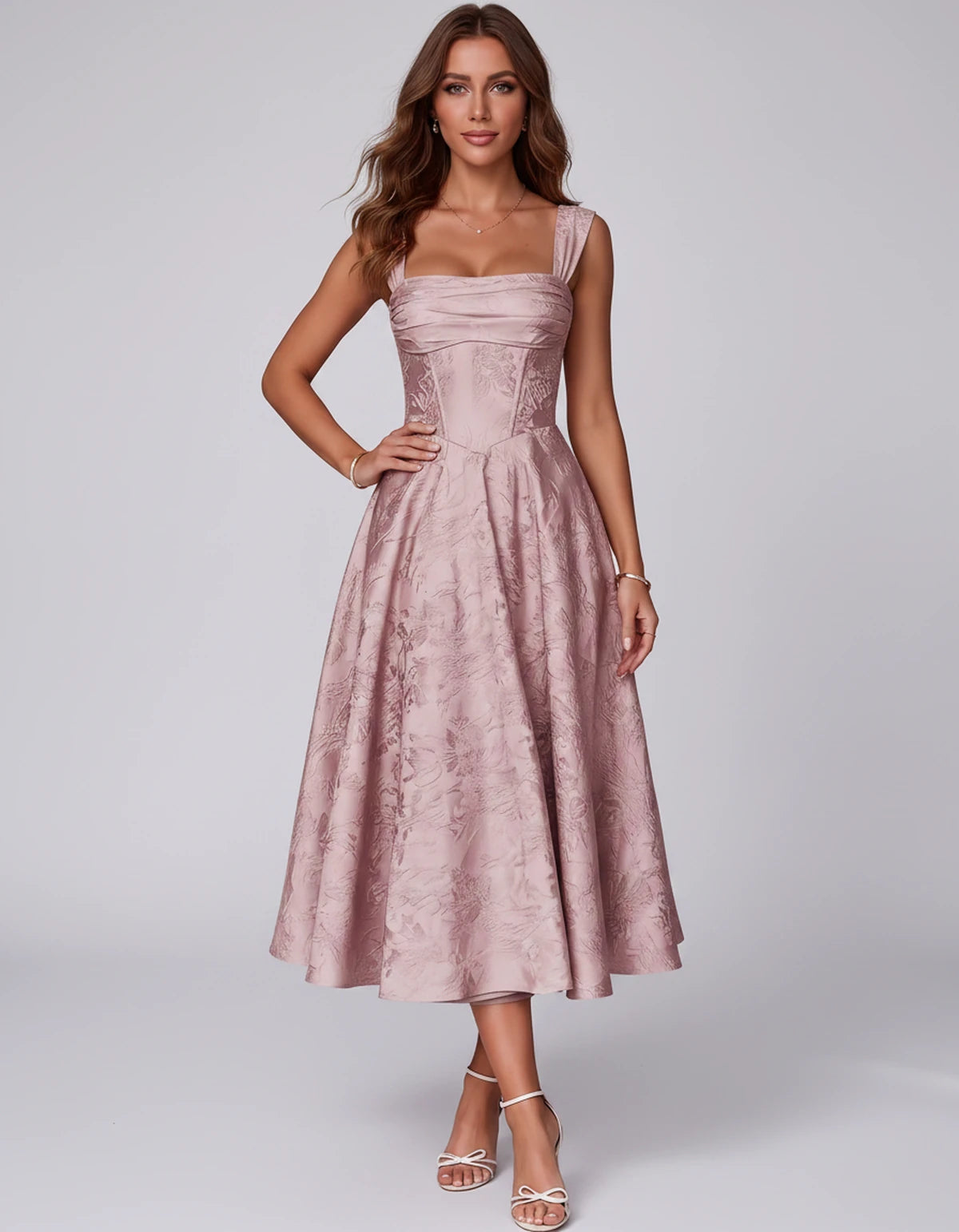 Bellerose Midi Dresses — Dusty Pink | SKU: SD-42237-dustypink-2,SD-42237-dustypink-4,SD-42237-dustypink-6,SD-42237-dustypink-8,SD-42237-dustypink-10,SD-42237-dustypink-12,SD-42237-dustypink-14,SD-42237-dustypink-16,SD-42237-dustypink-16W,SD-42237-dustypink-18W,SD-42237-dustypink-20W,SD-42237-dustypink-22W