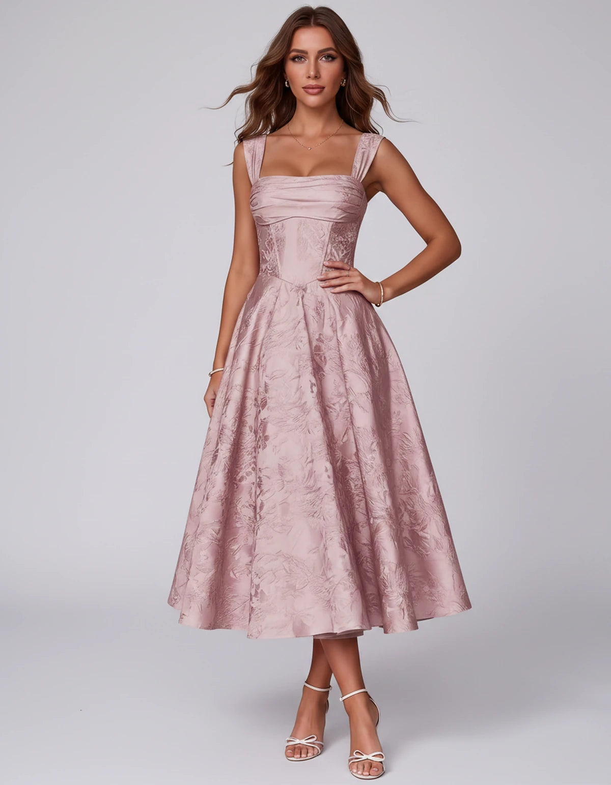 Bellerose Midi Dresses — Dusty Pink | SKU: SD-42237-dustypink-2,SD-42237-dustypink-4,SD-42237-dustypink-6,SD-42237-dustypink-8,SD-42237-dustypink-10,SD-42237-dustypink-12,SD-42237-dustypink-14,SD-42237-dustypink-16,SD-42237-dustypink-16W,SD-42237-dustypink-18W,SD-42237-dustypink-20W,SD-42237-dustypink-22W