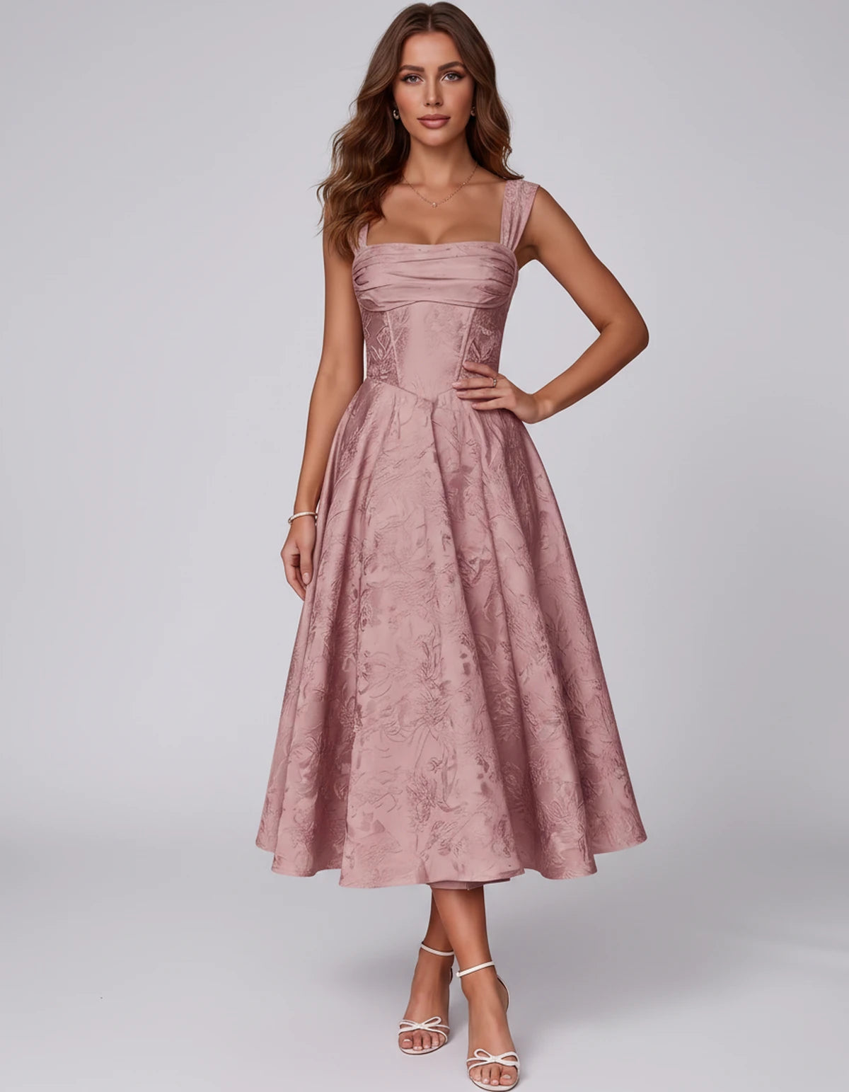 Bellerose Midi Dresses — Dusty Rose | SKU: SD-42237-dustyrose-2,SD-42237-dustyrose-4,SD-42237-dustyrose-6,SD-42237-dustyrose-8,SD-42237-dustyrose-10,SD-42237-dustyrose-12,SD-42237-dustyrose-14,SD-42237-dustyrose-16,SD-42237-dustyrose-16W,SD-42237-dustyrose-18W,SD-42237-dustyrose-20W,SD-42237-dustyrose-22W