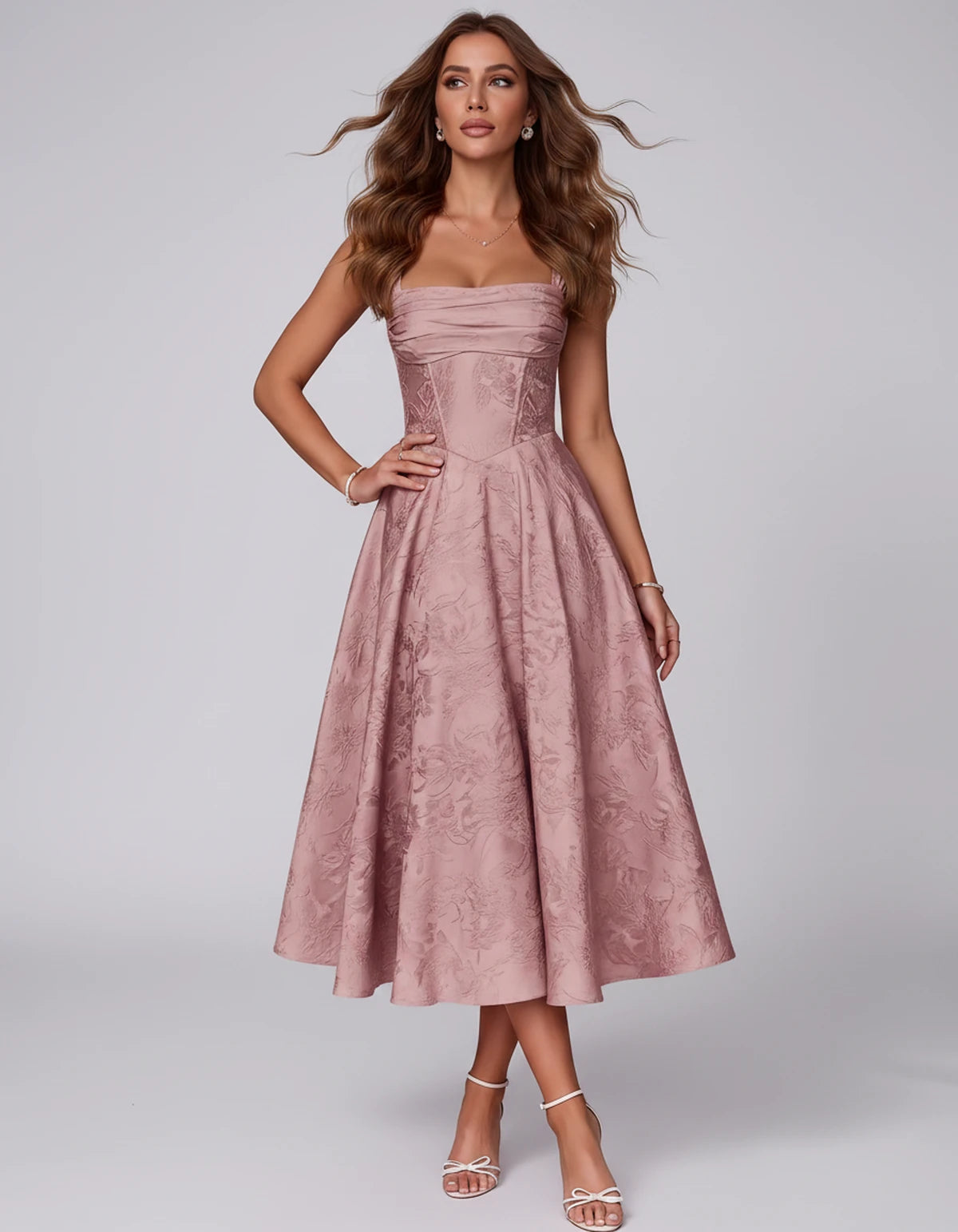 Bellerose Midi Dresses — Dusty Rose | SKU: SD-42237-dustyrose-2,SD-42237-dustyrose-4,SD-42237-dustyrose-6,SD-42237-dustyrose-8,SD-42237-dustyrose-10,SD-42237-dustyrose-12,SD-42237-dustyrose-14,SD-42237-dustyrose-16,SD-42237-dustyrose-16W,SD-42237-dustyrose-18W,SD-42237-dustyrose-20W,SD-42237-dustyrose-22W