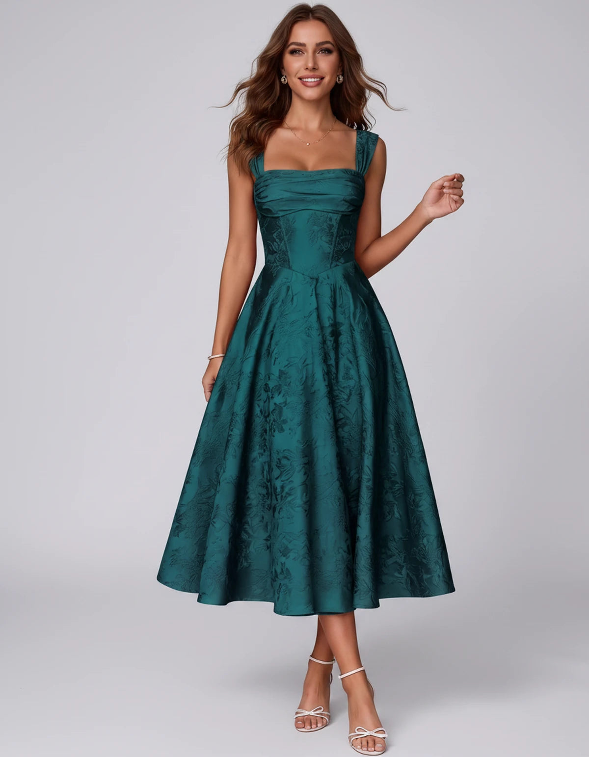 Bellerose Midi Dresses — Peacock | SKU: SD-42237-peacock-2,SD-42237-peacock-4,SD-42237-peacock-6,SD-42237-peacock-8,SD-42237-peacock-10,SD-42237-peacock-12,SD-42237-peacock-14,SD-42237-peacock-16,SD-42237-peacock-16W,SD-42237-peacock-18W,SD-42237-peacock-20W,SD-42237-peacock-22W