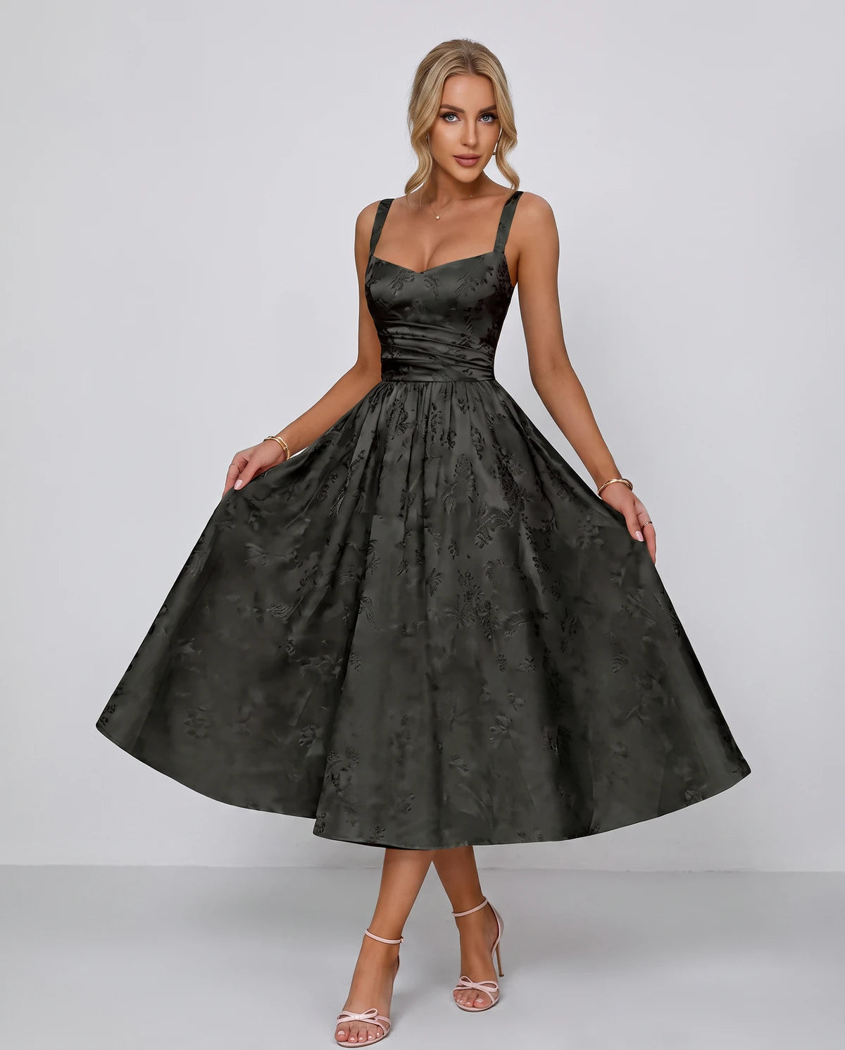 Belvedere Midi Dresses — Black