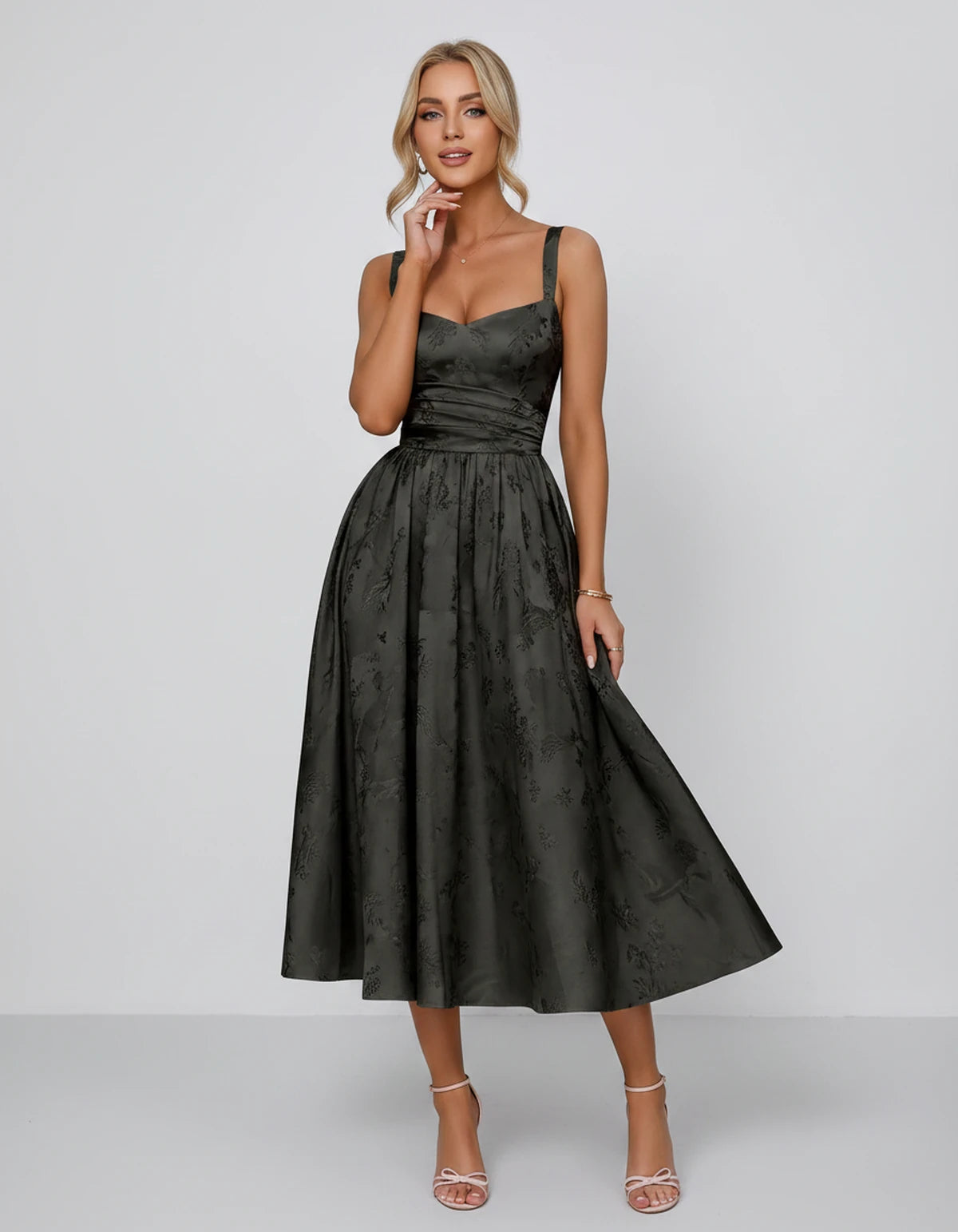 Belvedere Midi Dresses — Black | SKU: SD-84503-black-2,SD-84503-black-4,SD-84503-black-6,SD-84503-black-8,SD-84503-black-10,SD-84503-black-12,SD-84503-black-14,SD-84503-black-16,SD-84503-black-16W,SD-84503-black-18W,SD-84503-black-20W
