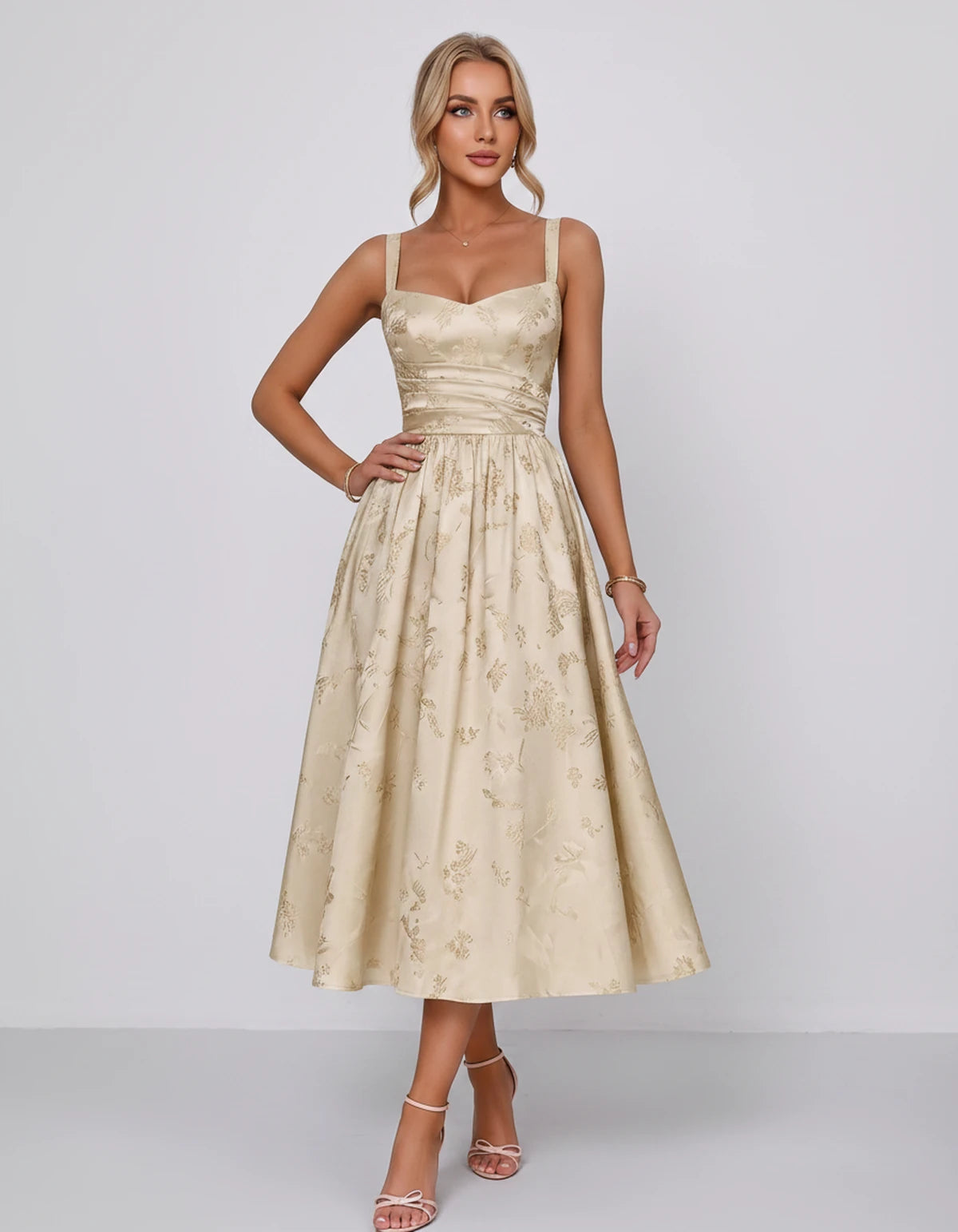 Belvedere Midi Dresses — Champagne | SKU: SD-84503-champagne-2,SD-84503-champagne-4,SD-84503-champagne-6,SD-84503-champagne-8,SD-84503-champagne-10,SD-84503-champagne-12,SD-84503-champagne-14,SD-84503-champagne-16,SD-84503-champagne-16W,SD-84503-champagne-18W,SD-84503-champagne-20W