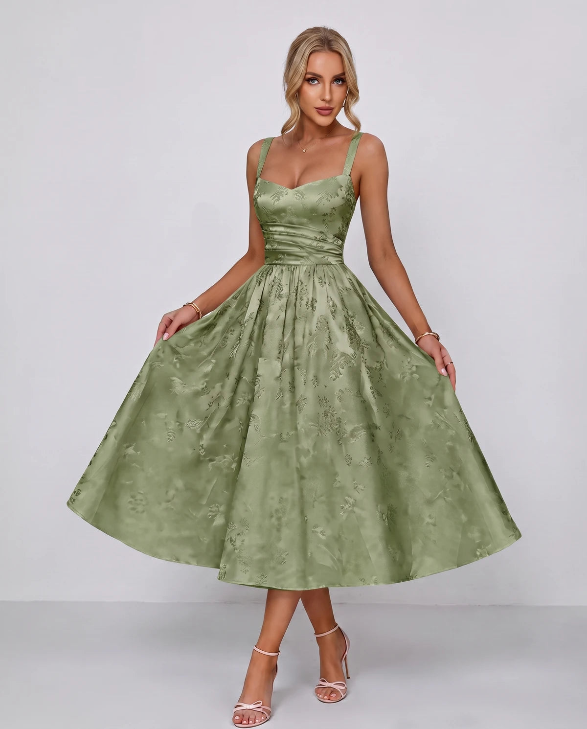 Belvedere Midi Dresses — Dusty Sage