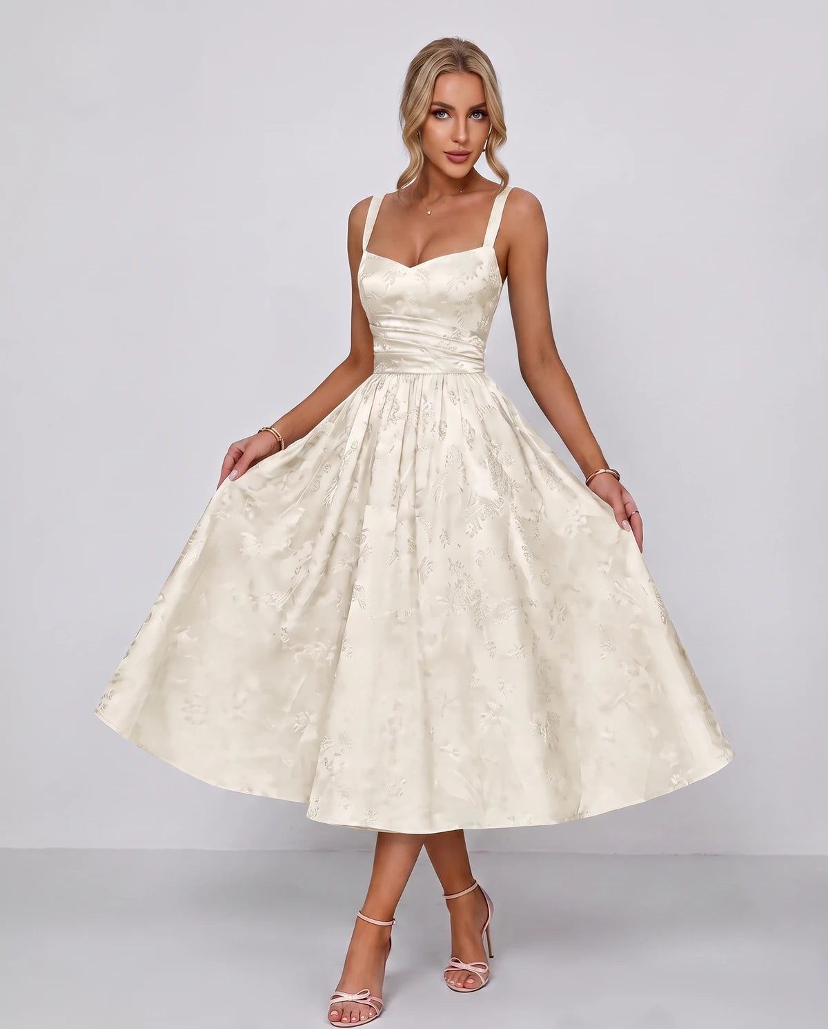 Belvedere Midi Dresses — Ivory