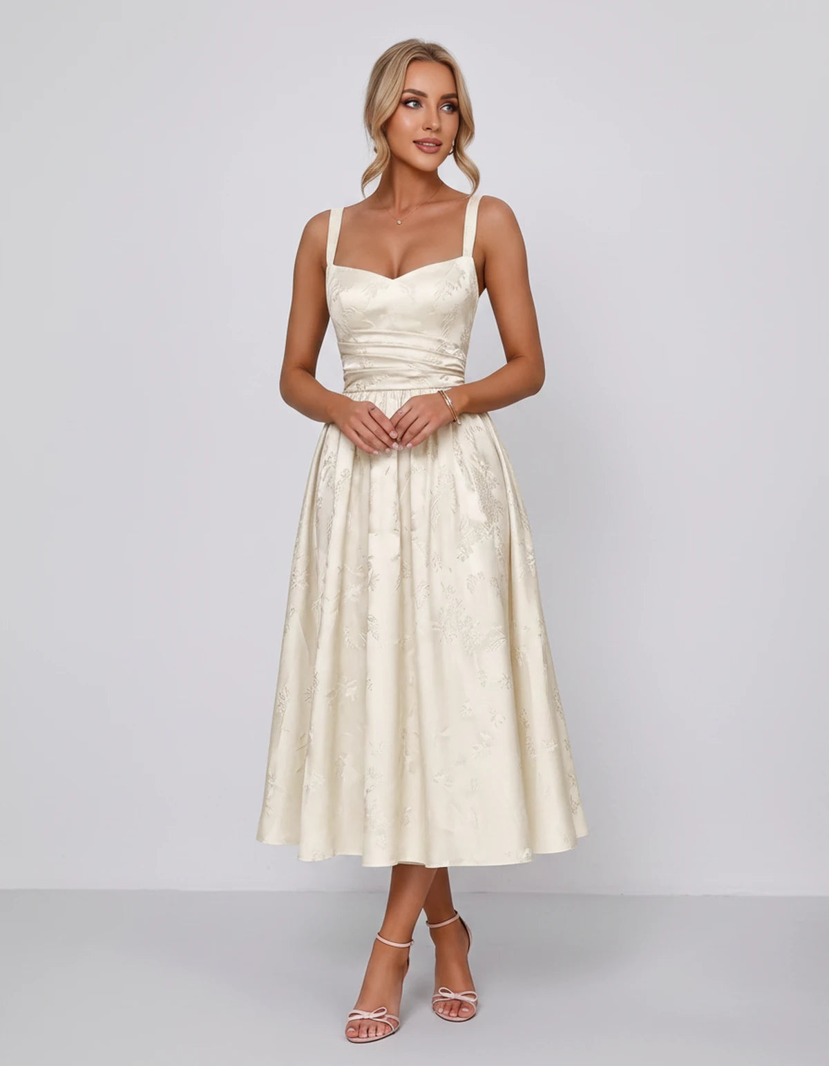 Belvedere Midi Dresses — Ivory | SKU: SD-84503-ivory-2,SD-84503-ivory-4,SD-84503-ivory-6,SD-84503-ivory-8,SD-84503-ivory-10,SD-84503-ivory-12,SD-84503-ivory-14,SD-84503-ivory-16,SD-84503-ivory-16W,SD-84503-ivory-18W,SD-84503-ivory-20W