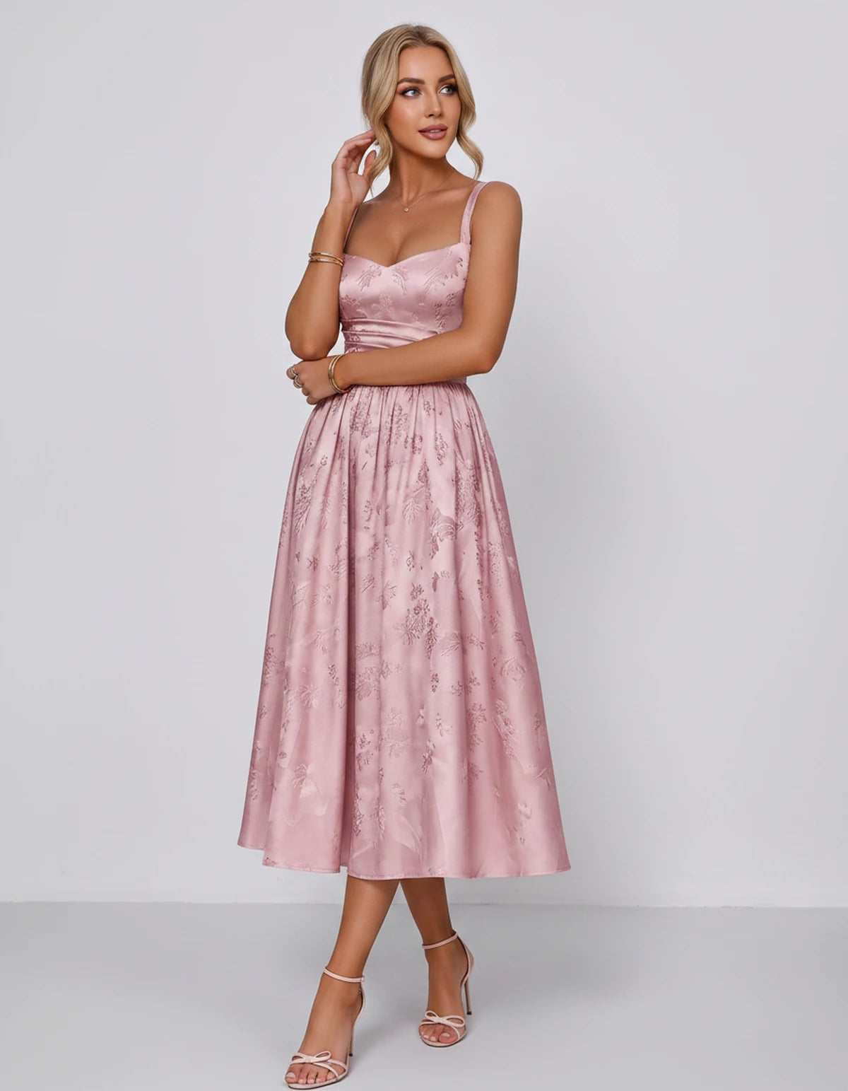 Belvedere Midi Dresses — Pink | SKU: SD-84503-pink-2,SD-84503-pink-4,SD-84503-pink-6,SD-84503-pink-8,SD-84503-pink-10,SD-84503-pink-12,SD-84503-pink-14,SD-84503-pink-16,SD-84503-pink-16W,SD-84503-pink-18W,SD-84503-pink-20W