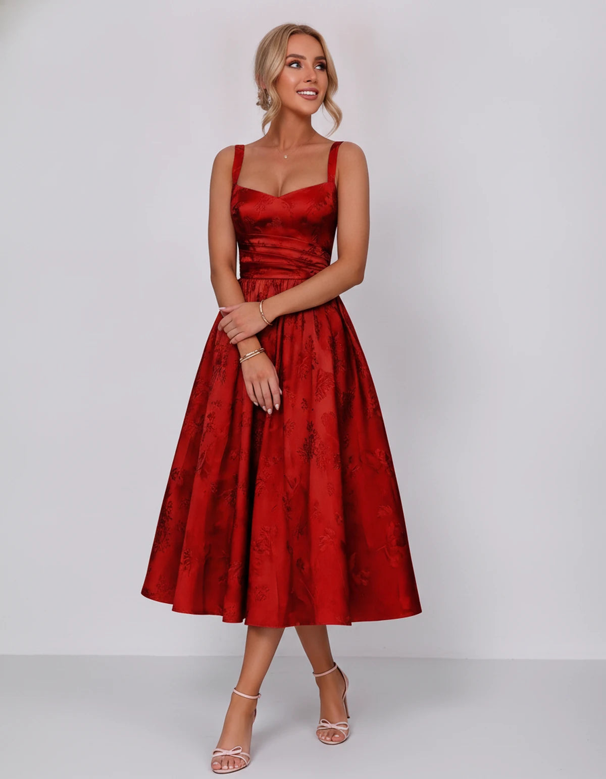 Belvedere Midi Dresses — Red | SKU: SD-84503-red-2,SD-84503-red-4,SD-84503-red-6,SD-84503-red-8,SD-84503-red-10,SD-84503-red-12,SD-84503-red-14,SD-84503-red-16,SD-84503-red-16W,SD-84503-red-18W,SD-84503-red-20W