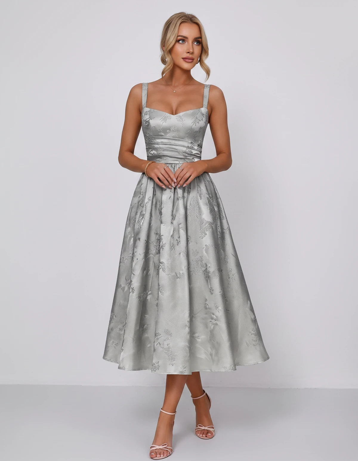 Belvedere Midi Dresses — Silver | SKU: SD-84503-silver-2,SD-84503-silver-4,SD-84503-silver-6,SD-84503-silver-8,SD-84503-silver-10,SD-84503-silver-12,SD-84503-silver-14,SD-84503-silver-16,SD-84503-silver-16W,SD-84503-silver-18W,SD-84503-silver-20W