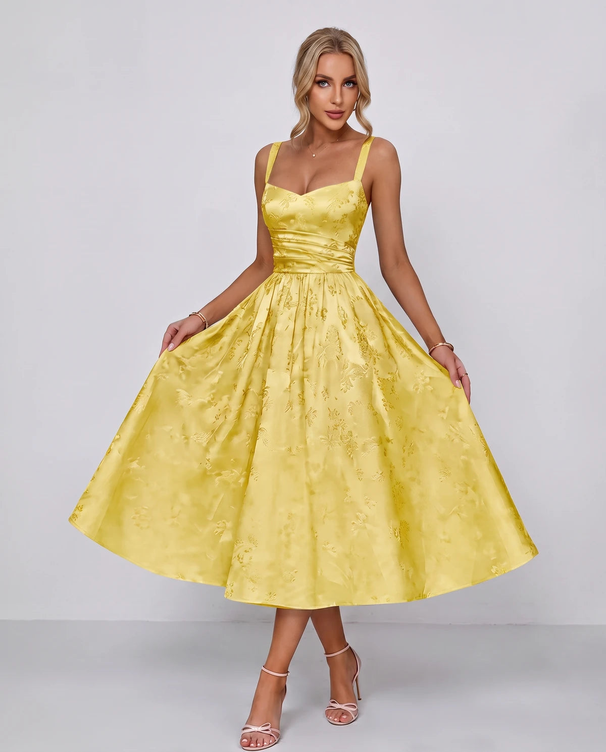 Belvedere Midi Dresses — Yellow