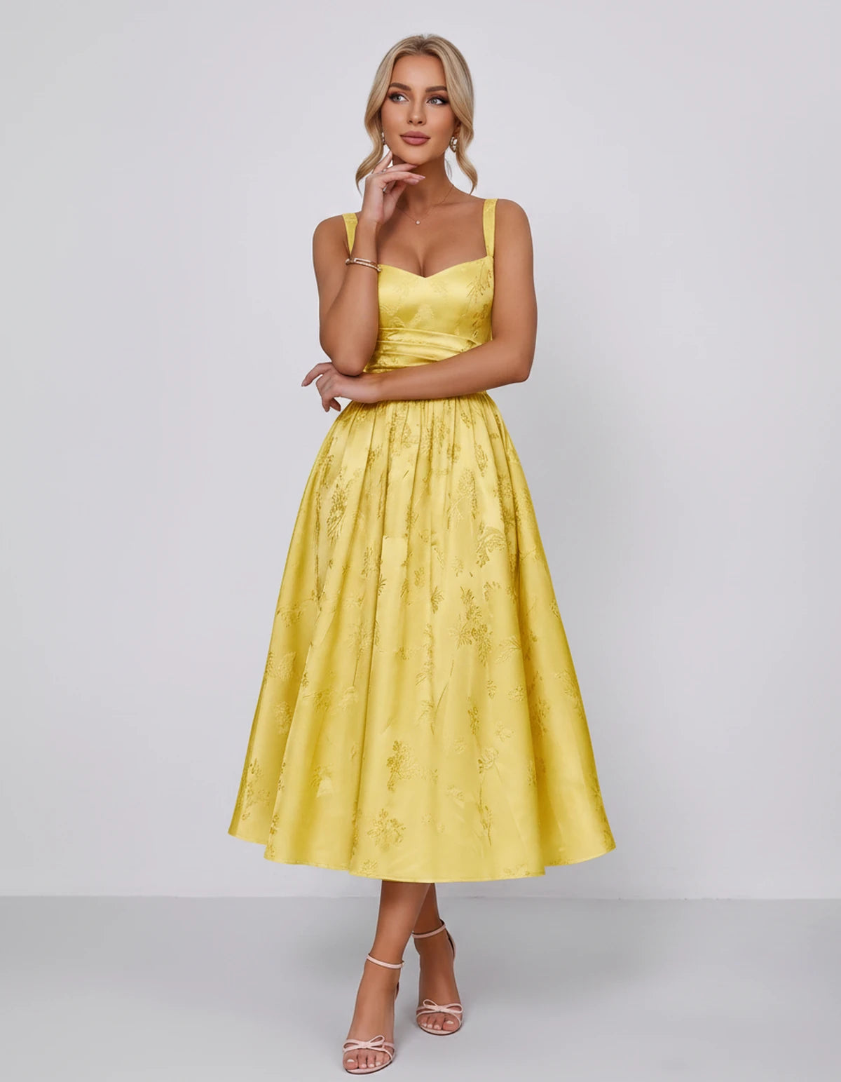 Belvedere Midi Dresses — Yellow | SKU: SD-84503-yellow-2,SD-84503-yellow-4,SD-84503-yellow-6,SD-84503-yellow-8,SD-84503-yellow-10,SD-84503-yellow-12,SD-84503-yellow-14,SD-84503-yellow-16,SD-84503-yellow-16W,SD-84503-yellow-18W,SD-84503-yellow-20W