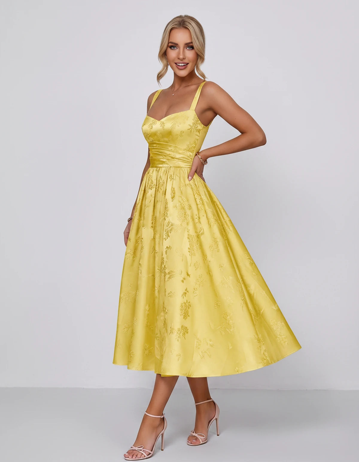 Belvedere Midi Dresses — Yellow | SKU: SD-84503-yellow-2,SD-84503-yellow-4,SD-84503-yellow-6,SD-84503-yellow-8,SD-84503-yellow-10,SD-84503-yellow-12,SD-84503-yellow-14,SD-84503-yellow-16,SD-84503-yellow-16W,SD-84503-yellow-18W,SD-84503-yellow-20W