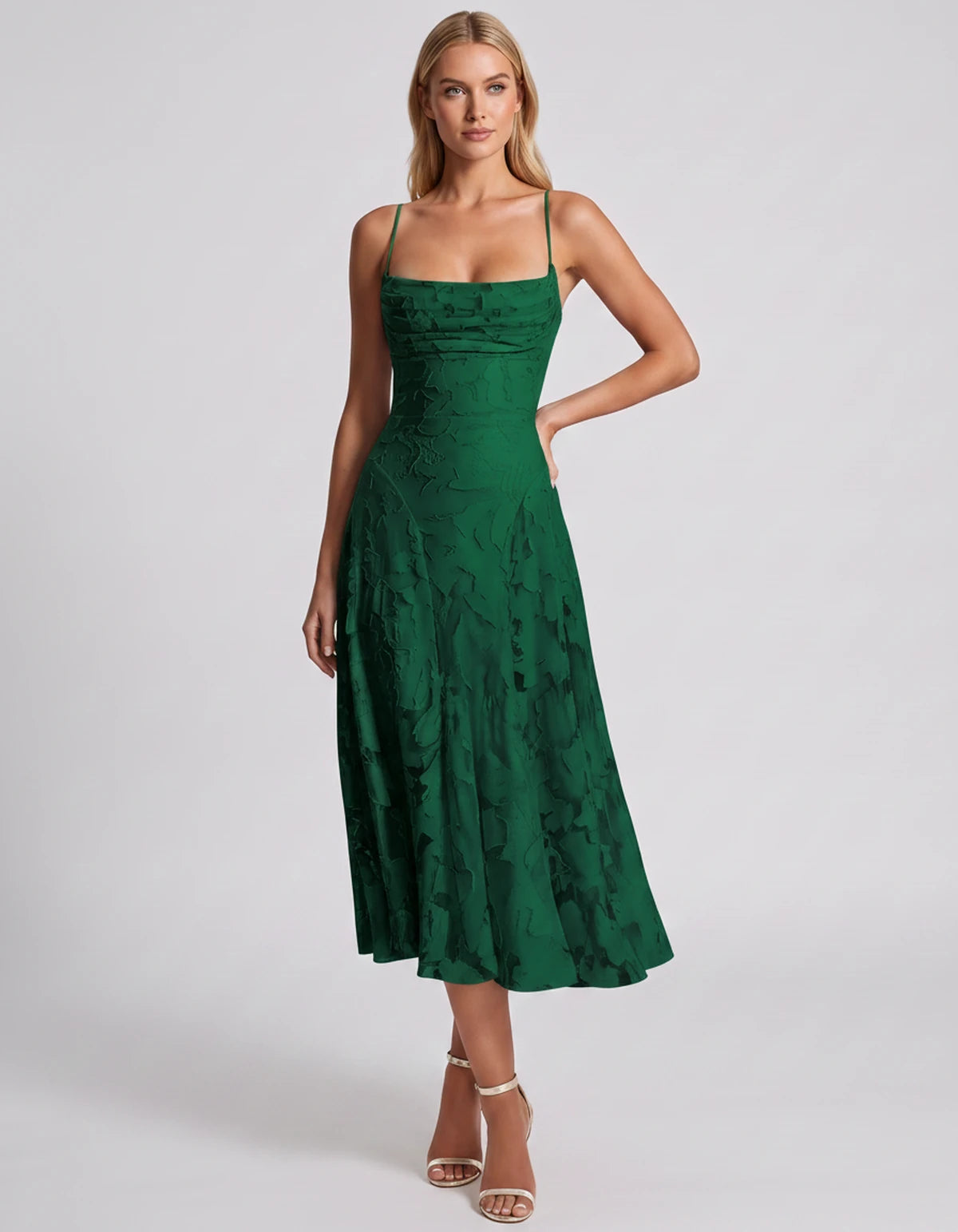 Benedetta Midi Dresses — Emerald | SKU: SD-33761-emerald-2,SD-33761-emerald-4,SD-33761-emerald-6,SD-33761-emerald-8,SD-33761-emerald-10,SD-33761-emerald-12,SD-33761-emerald-14,SD-33761-emerald-16,SD-33761-emerald-16W,SD-33761-emerald-18W,SD-33761-emerald-20W,SD-33761-emerald-22W