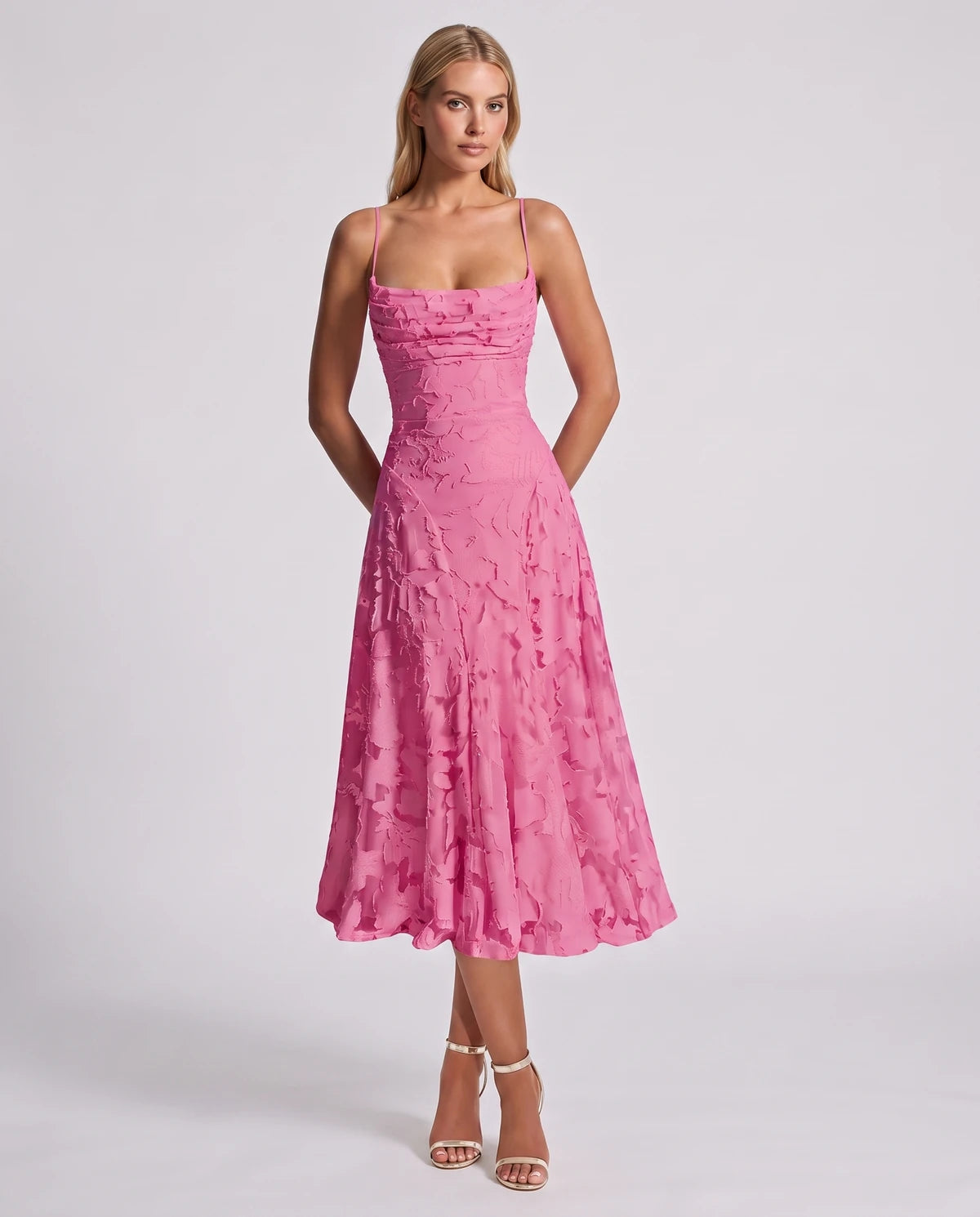 Benedetta Midi Dresses — Hot Pink