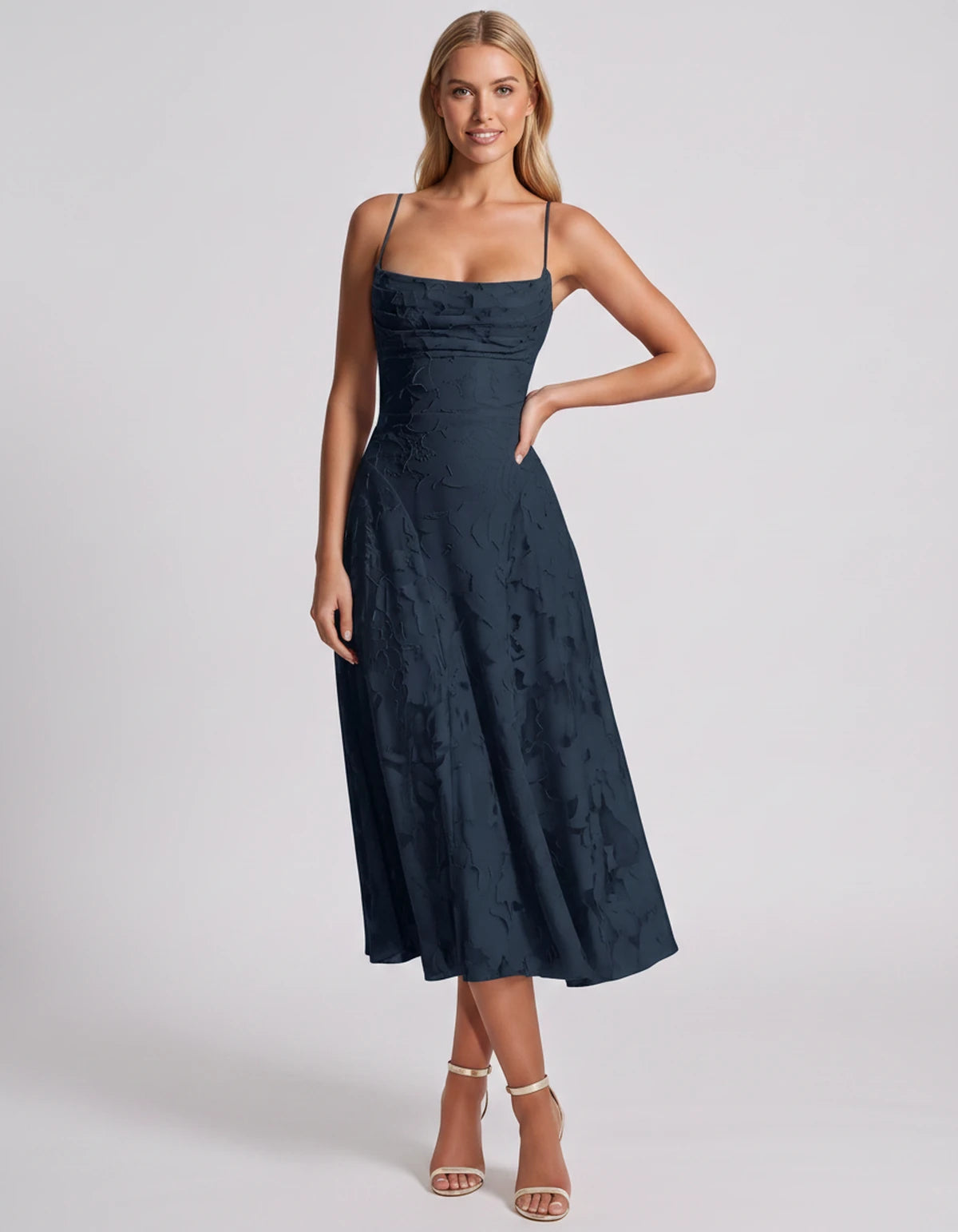 Benedetta Midi Dresses — Navy | SKU: SD-33761-navy-2,SD-33761-navy-4,SD-33761-navy-6,SD-33761-navy-8,SD-33761-navy-10,SD-33761-navy-12,SD-33761-navy-14,SD-33761-navy-16,SD-33761-navy-16W,SD-33761-navy-18W,SD-33761-navy-20W,SD-33761-navy-22W