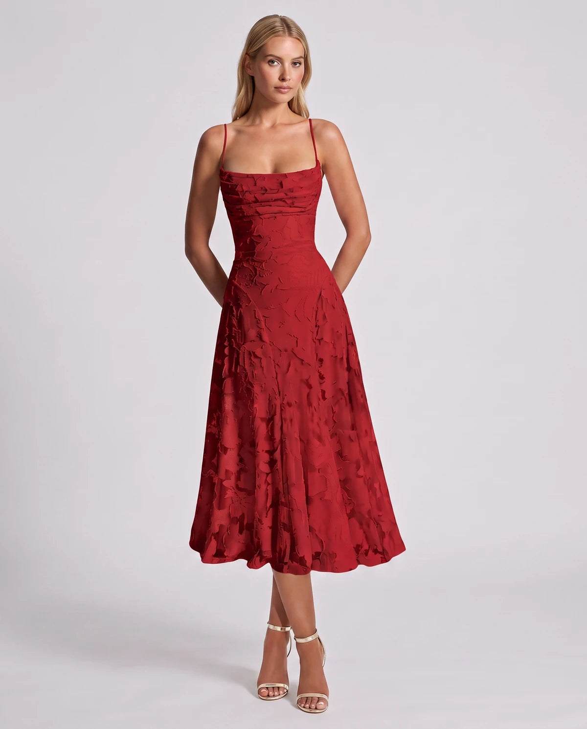 Benedetta Midi Dresses — Red