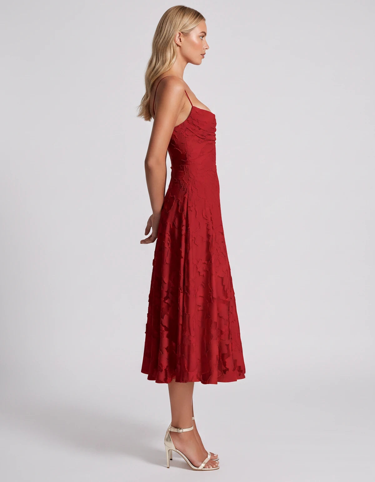 Benedetta Midi Dresses — Red | SKU: SD-33761-red-2,SD-33761-red-4,SD-33761-red-6,SD-33761-red-8,SD-33761-red-10,SD-33761-red-12,SD-33761-red-14,SD-33761-red-16,SD-33761-red-16W,SD-33761-red-18W,SD-33761-red-20W,SD-33761-red-22W