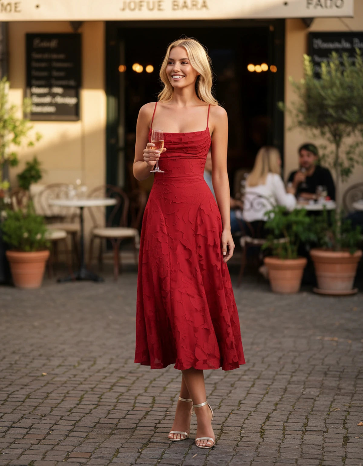 Benedetta Midi Dresses — Red | SKU: SD-33761-red-2,SD-33761-red-4,SD-33761-red-6,SD-33761-red-8,SD-33761-red-10,SD-33761-red-12,SD-33761-red-14,SD-33761-red-16,SD-33761-red-16W,SD-33761-red-18W,SD-33761-red-20W,SD-33761-red-22W