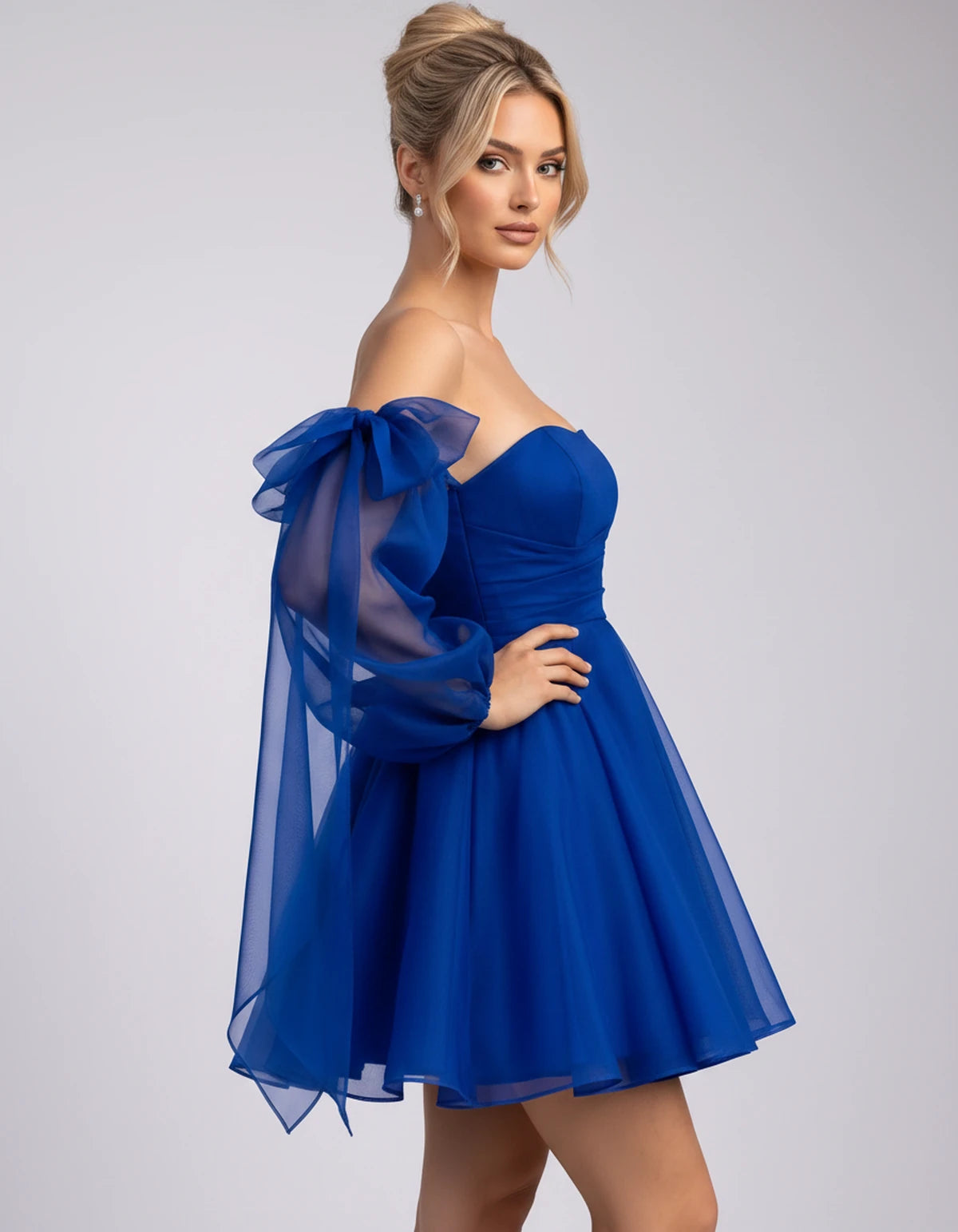 Bergamote Mini Dress — Blue | SKU: SD-11409-blue-2,SD-11409-blue-4,SD-11409-blue-6,SD-11409-blue-8,SD-11409-blue-10,SD-11409-blue-12,SD-11409-blue-14,SD-11409-blue-16,SD-11409-blue-16W,SD-11409-blue-18W,SD-11409-blue-20W,SD-11409-blue-22W