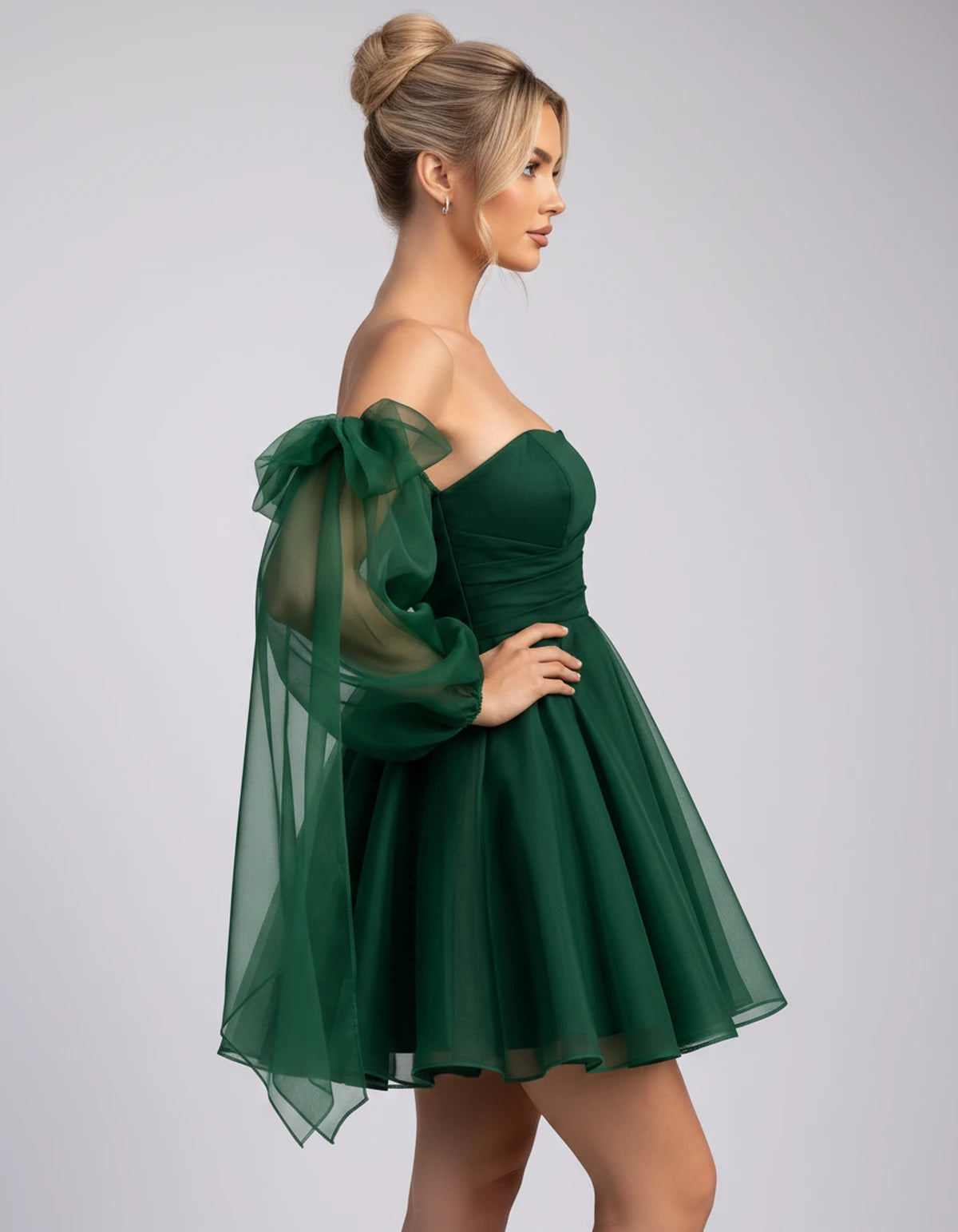 Bergamote Mini Dress — Green | SKU: SD-11409-green-2,SD-11409-green-4,SD-11409-green-6,SD-11409-green-8,SD-11409-green-10,SD-11409-green-12,SD-11409-green-14,SD-11409-green-16,SD-11409-green-16W,SD-11409-green-18W,SD-11409-green-20W,SD-11409-green-22W