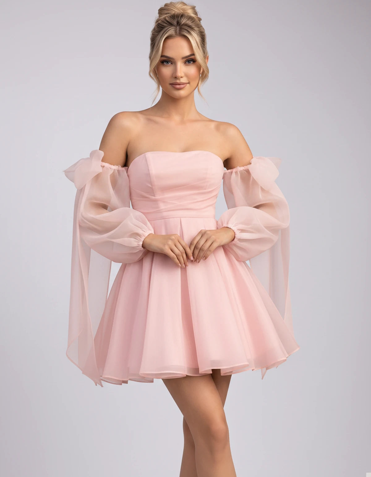 Bergamote Mini Dress — Pink | SKU: SD-11409-pink-2,SD-11409-pink-4,SD-11409-pink-6,SD-11409-pink-8,SD-11409-pink-10,SD-11409-pink-12,SD-11409-pink-14,SD-11409-pink-16,SD-11409-pink-16W,SD-11409-pink-18W,SD-11409-pink-20W,SD-11409-pink-22W