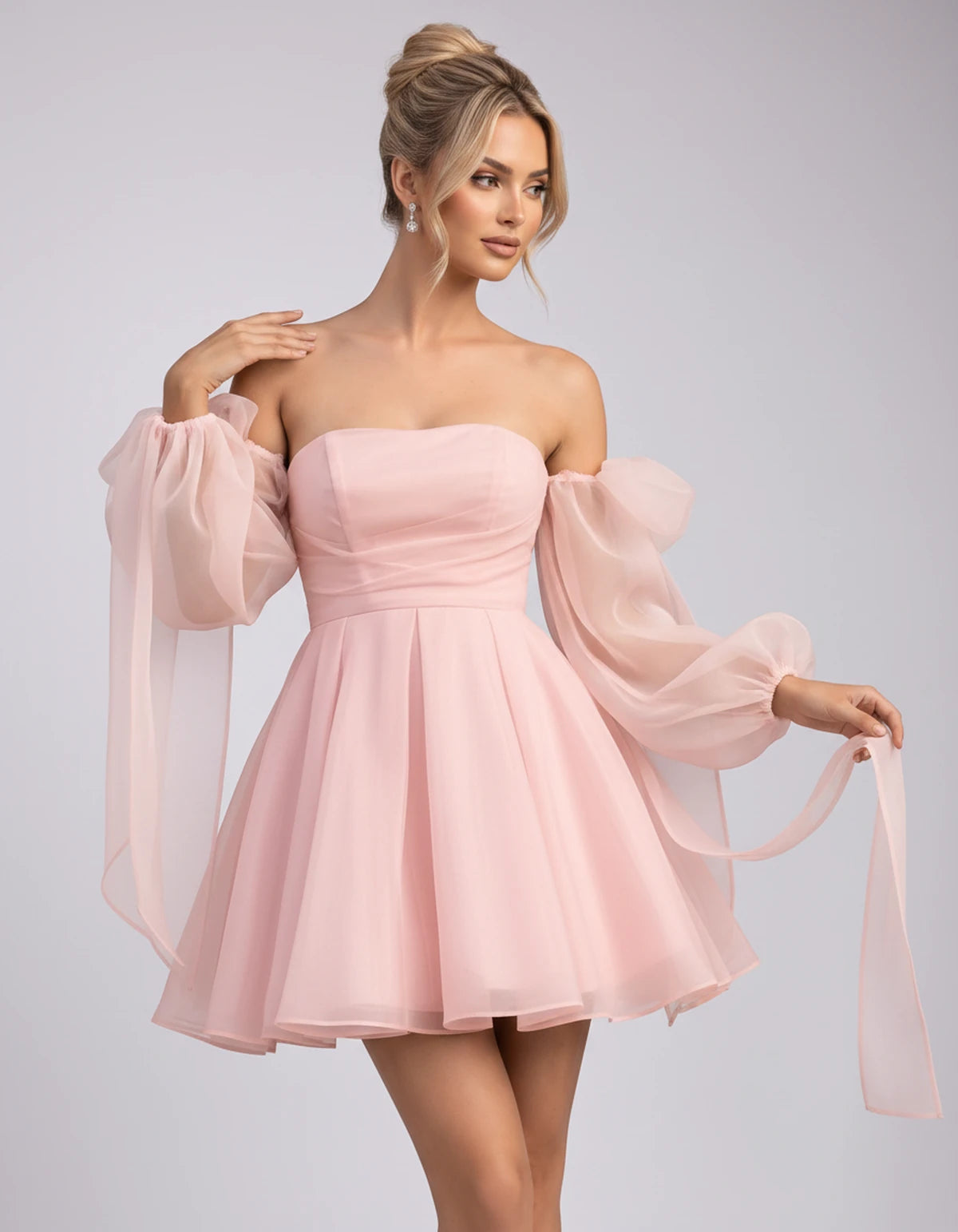 Bergamote Mini Dress — Pink | SKU: SD-11409-pink-2,SD-11409-pink-4,SD-11409-pink-6,SD-11409-pink-8,SD-11409-pink-10,SD-11409-pink-12,SD-11409-pink-14,SD-11409-pink-16,SD-11409-pink-16W,SD-11409-pink-18W,SD-11409-pink-20W,SD-11409-pink-22W