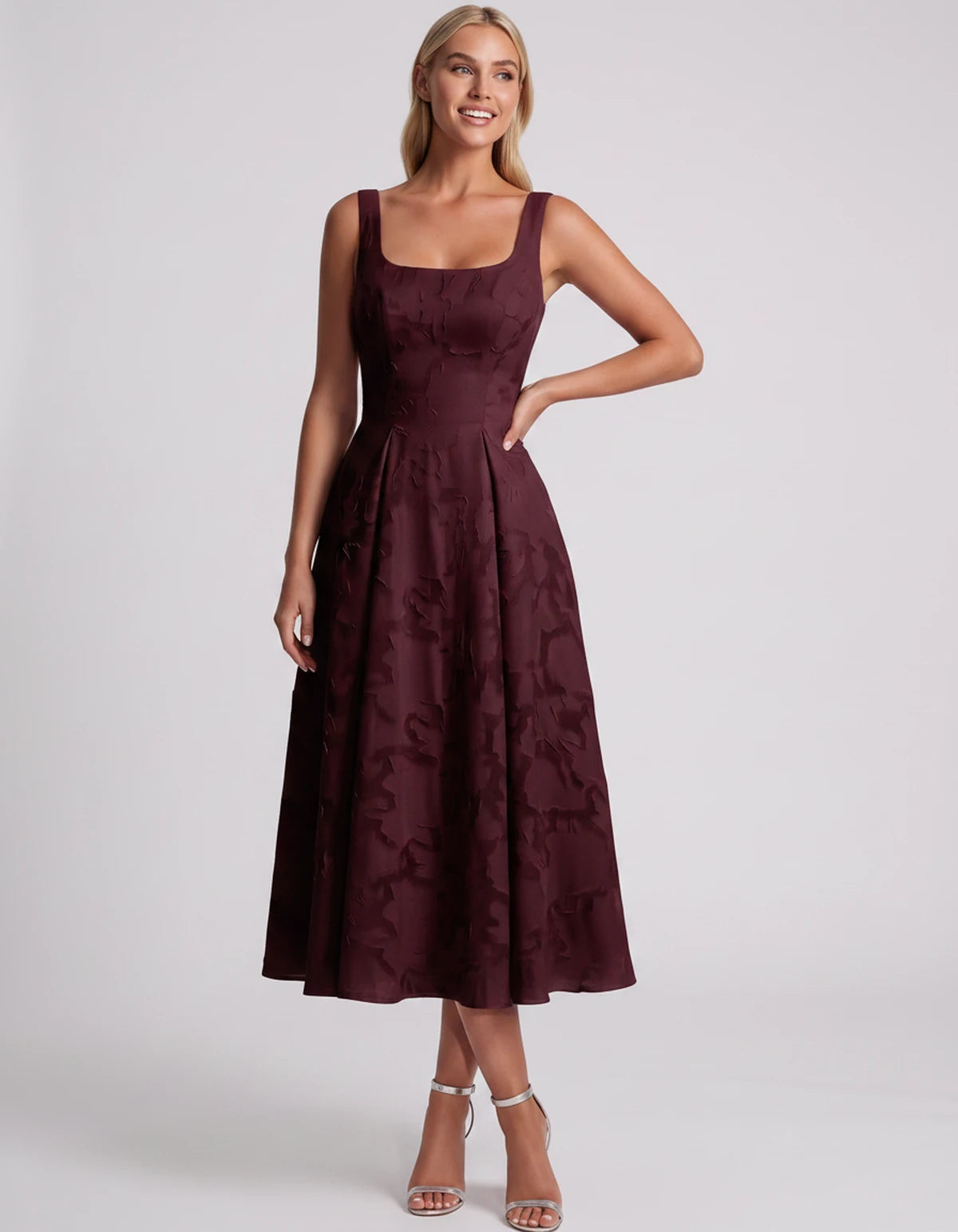 Blanchette Midi Dresses — Burgundy | SKU: SD-79480-burgundy-2,SD-79480-burgundy-4,SD-79480-burgundy-6,SD-79480-burgundy-8,SD-79480-burgundy-10,SD-79480-burgundy-12,SD-79480-burgundy-14,SD-79480-burgundy-16,SD-79480-burgundy-16W,SD-79480-burgundy-18W,SD-79480-burgundy-20W,SD-79480-burgundy-22W,SD-79480-burgundy-24W