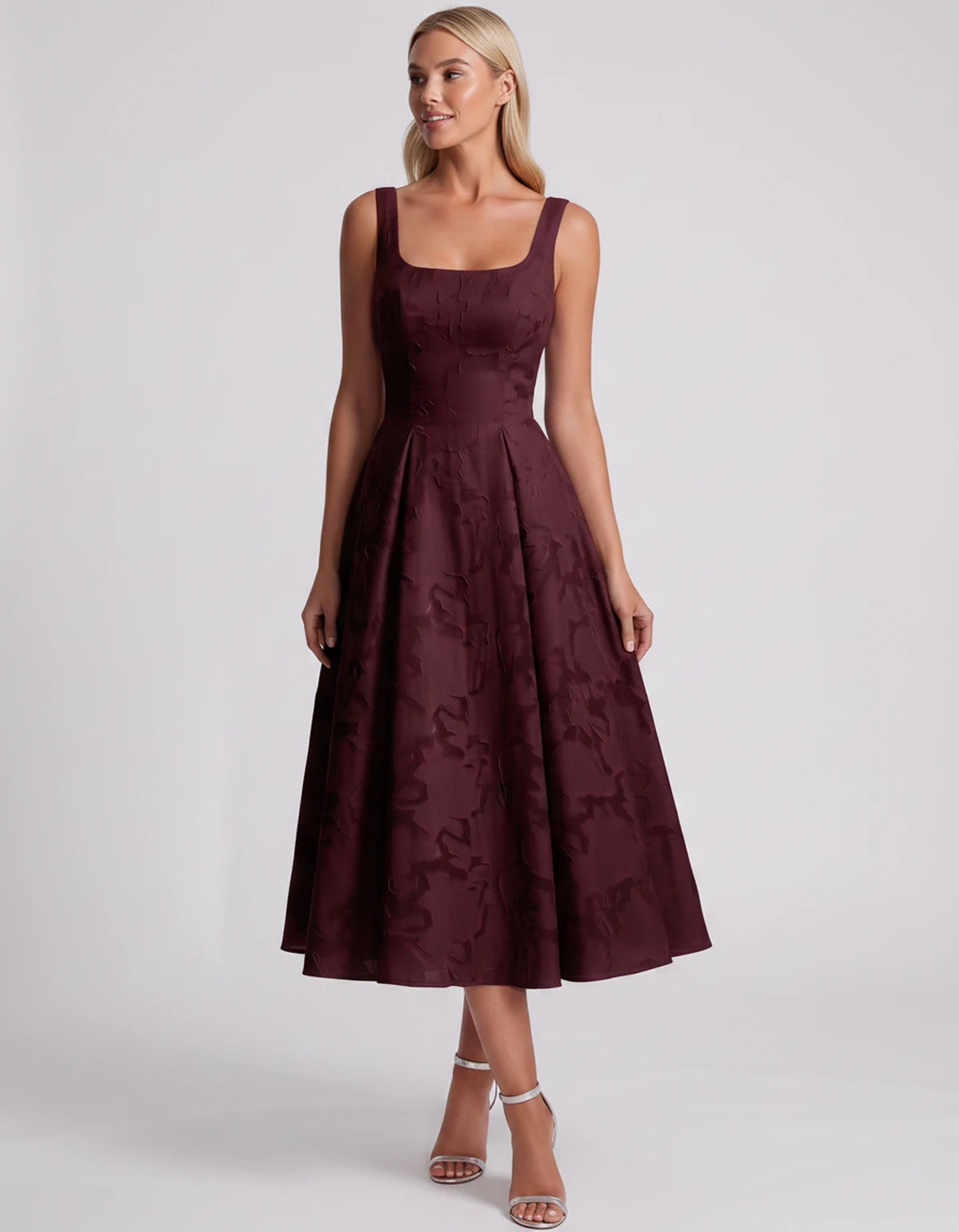 Blanchette Midi Dresses — Burgundy | SKU: SD-79480-burgundy-2,SD-79480-burgundy-4,SD-79480-burgundy-6,SD-79480-burgundy-8,SD-79480-burgundy-10,SD-79480-burgundy-12,SD-79480-burgundy-14,SD-79480-burgundy-16,SD-79480-burgundy-16W,SD-79480-burgundy-18W,SD-79480-burgundy-20W,SD-79480-burgundy-22W,SD-79480-burgundy-24W