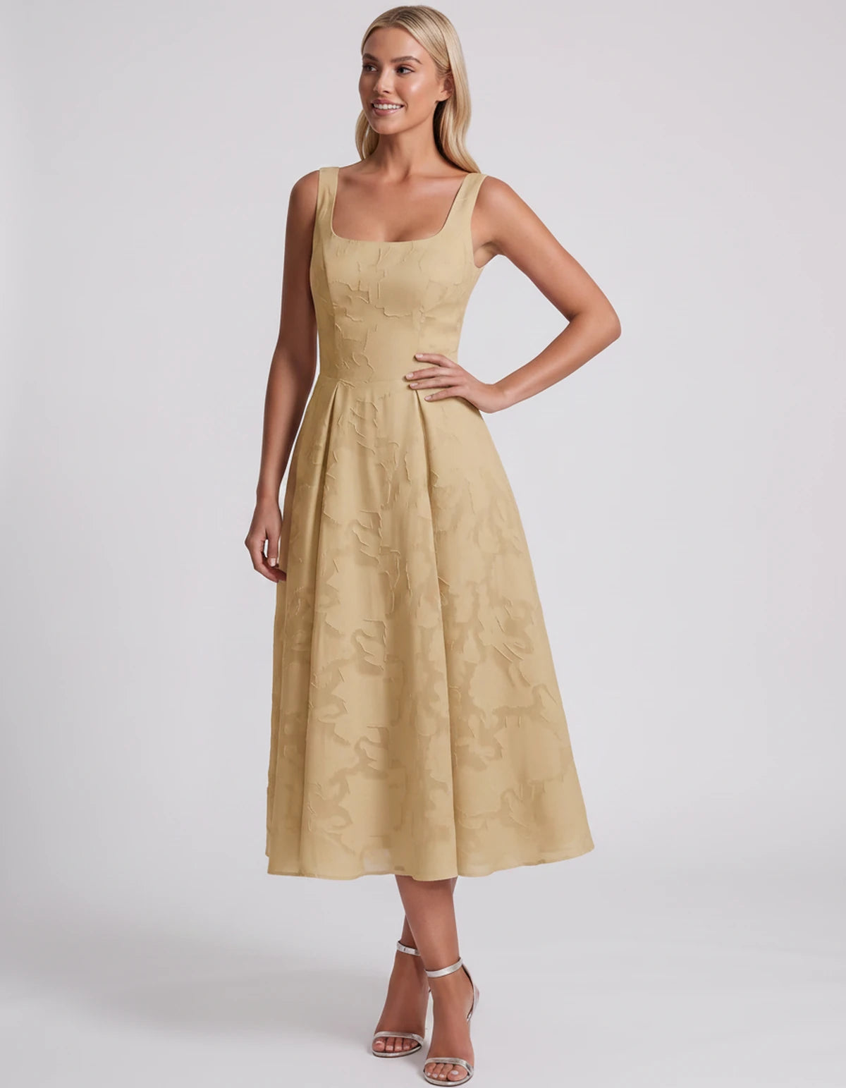 Blanchette Midi Dresses — Champagne | SKU: SD-79480-champagne-2,SD-79480-champagne-4,SD-79480-champagne-6,SD-79480-champagne-8,SD-79480-champagne-10,SD-79480-champagne-12,SD-79480-champagne-14,SD-79480-champagne-16,SD-79480-champagne-16W,SD-79480-champagne-18W,SD-79480-champagne-20W,SD-79480-champagne-22W,SD-79480-champagne-24W