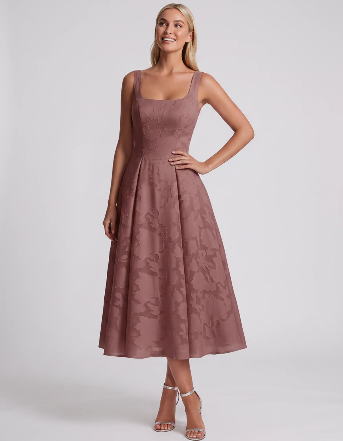 Blanchette Midi Dresses — Dusty Rose | SKU: SD-79480-dustyrose-2,SD-79480-dustyrose-4,SD-79480-dustyrose-6,SD-79480-dustyrose-8,SD-79480-dustyrose-10,SD-79480-dustyrose-12,SD-79480-dustyrose-14,SD-79480-dustyrose-16,SD-79480-dustyrose-16W,SD-79480-dustyrose-18W,SD-79480-dustyrose-20W,SD-79480-dustyrose-22W,SD-79480-dustyrose-24W