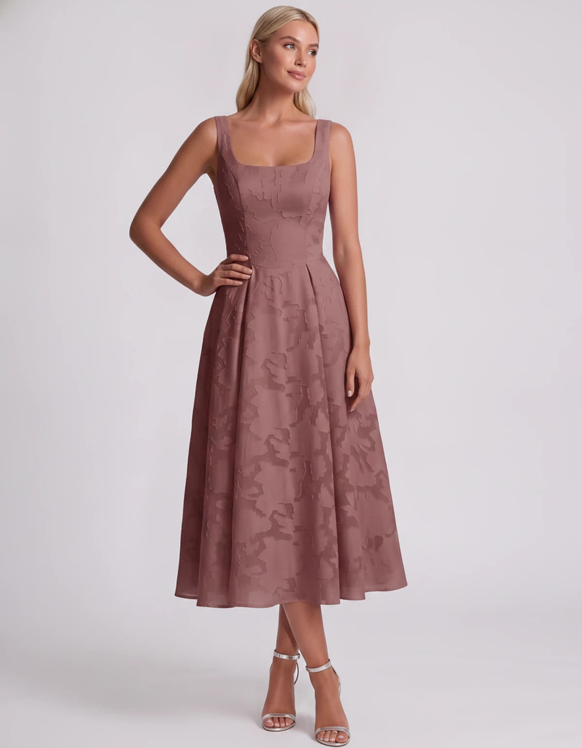 Blanchette Midi Dresses — Dusty Rose | SKU: SD-79480-dustyrose-2,SD-79480-dustyrose-4,SD-79480-dustyrose-6,SD-79480-dustyrose-8,SD-79480-dustyrose-10,SD-79480-dustyrose-12,SD-79480-dustyrose-14,SD-79480-dustyrose-16,SD-79480-dustyrose-16W,SD-79480-dustyrose-18W,SD-79480-dustyrose-20W,SD-79480-dustyrose-22W,SD-79480-dustyrose-24W