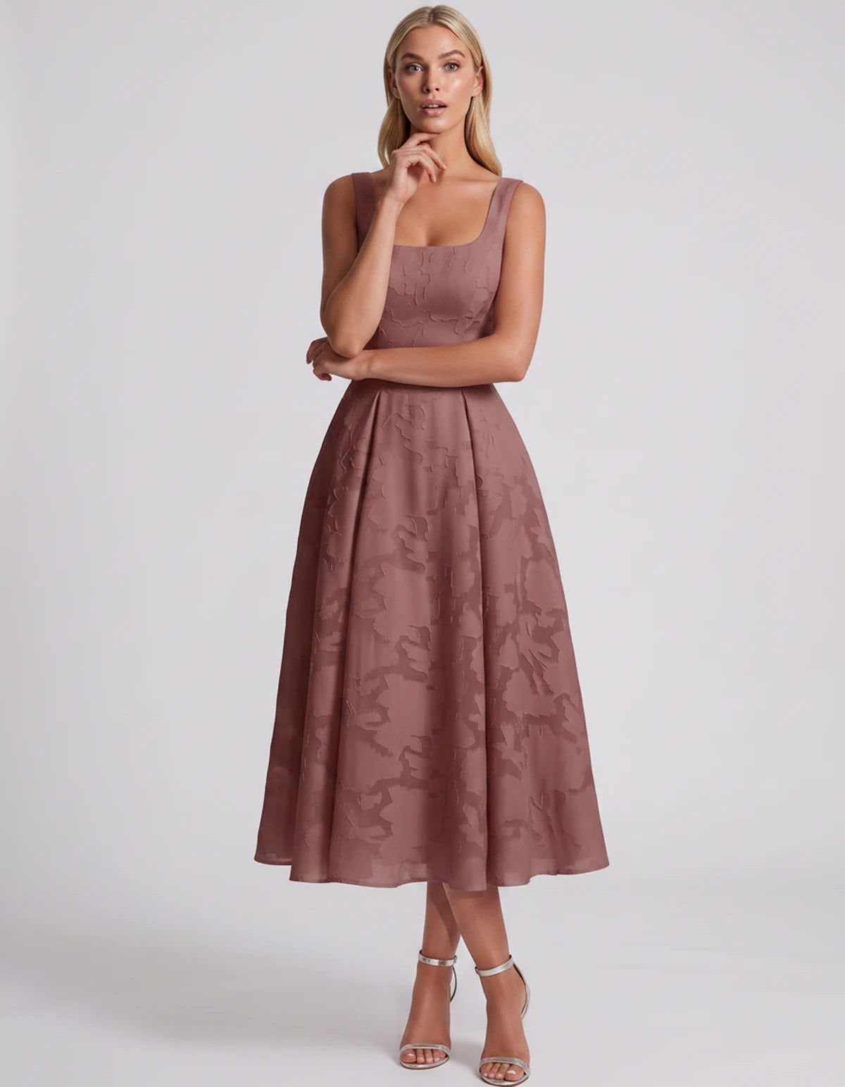Blanchette Midi Dresses — Dusty Rose | SKU: SD-79480-dustyrose-2,SD-79480-dustyrose-4,SD-79480-dustyrose-6,SD-79480-dustyrose-8,SD-79480-dustyrose-10,SD-79480-dustyrose-12,SD-79480-dustyrose-14,SD-79480-dustyrose-16,SD-79480-dustyrose-16W,SD-79480-dustyrose-18W,SD-79480-dustyrose-20W,SD-79480-dustyrose-22W,SD-79480-dustyrose-24W