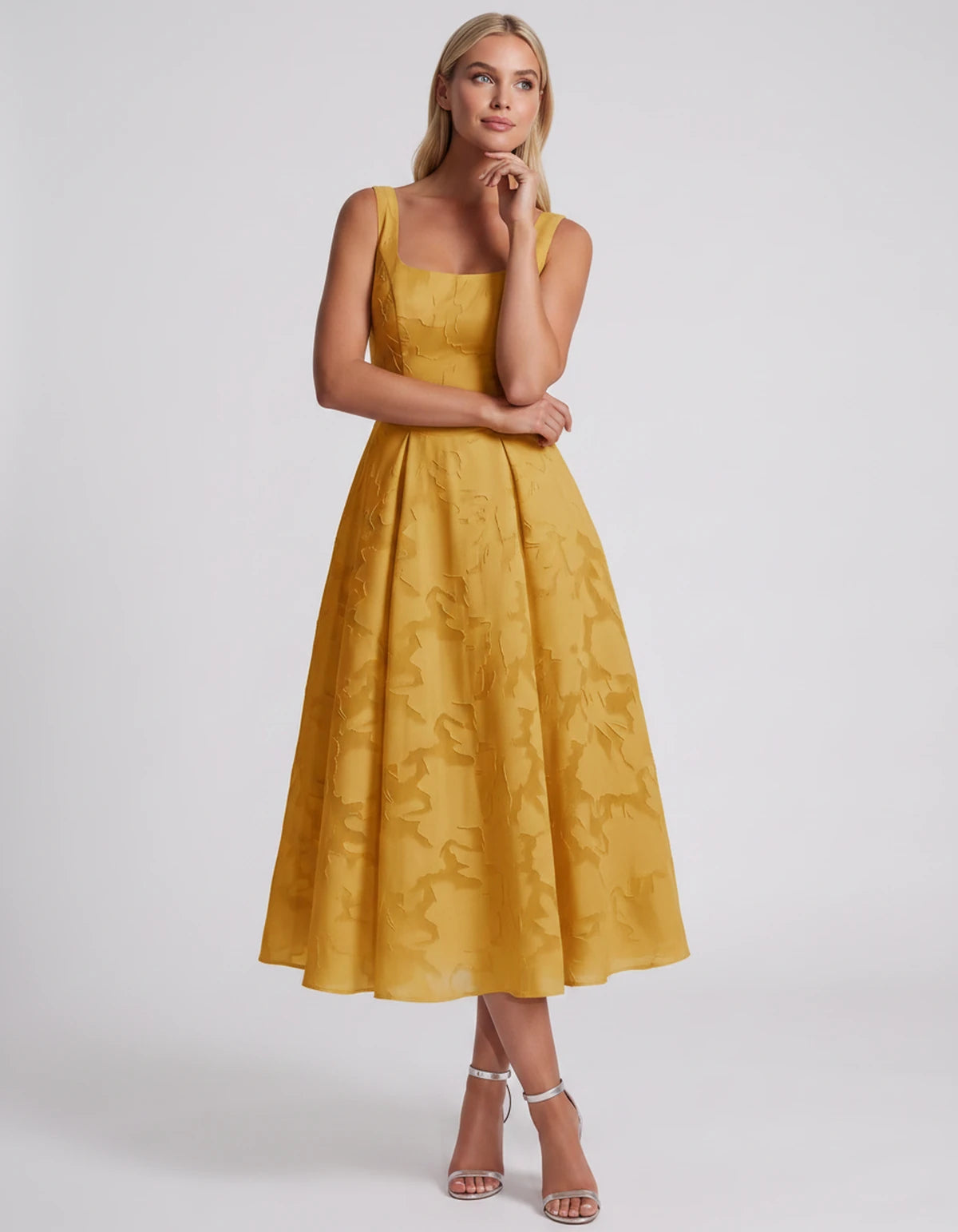 Blanchette Midi Dresses — Gold | SKU: SD-79480-gold-2,SD-79480-gold-4,SD-79480-gold-6,SD-79480-gold-8,SD-79480-gold-10,SD-79480-gold-12,SD-79480-gold-14,SD-79480-gold-16,SD-79480-gold-16W,SD-79480-gold-18W,SD-79480-gold-20W,SD-79480-gold-22W,SD-79480-gold-24W