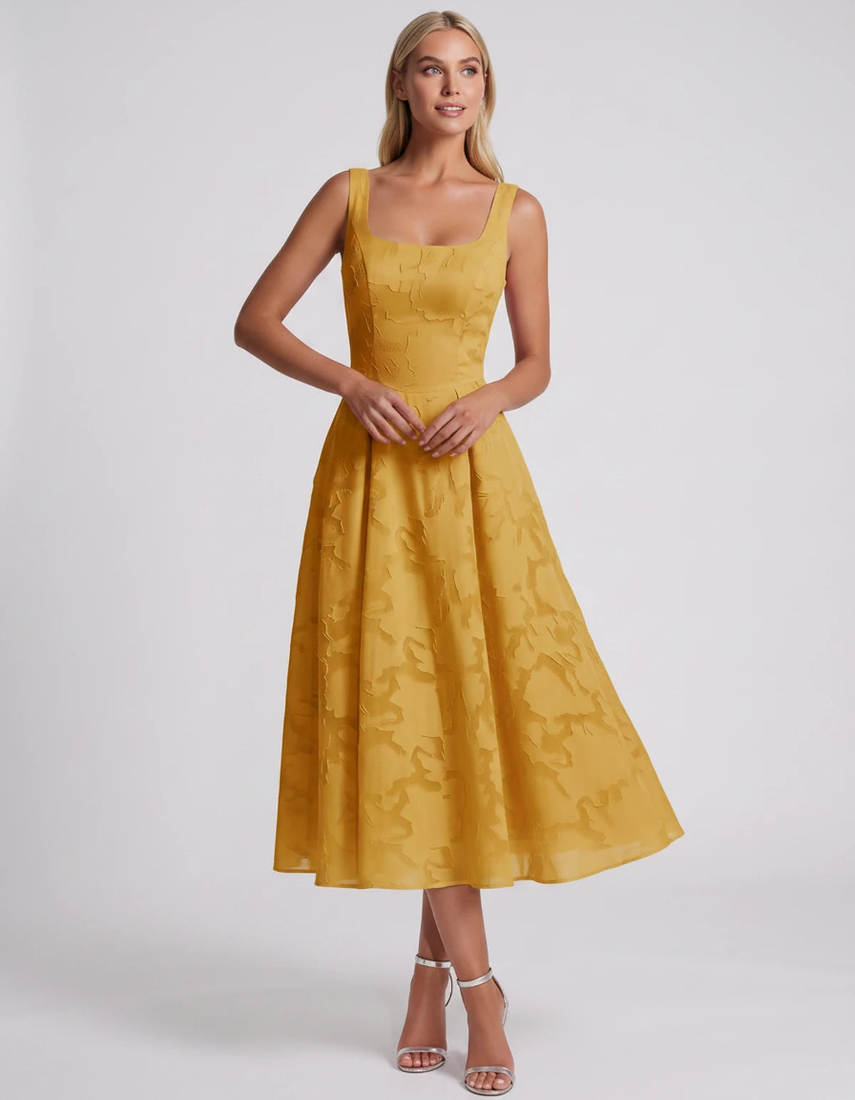 Blanchette Midi Dresses — Gold | SKU: SD-79480-gold-2,SD-79480-gold-4,SD-79480-gold-6,SD-79480-gold-8,SD-79480-gold-10,SD-79480-gold-12,SD-79480-gold-14,SD-79480-gold-16,SD-79480-gold-16W,SD-79480-gold-18W,SD-79480-gold-20W,SD-79480-gold-22W,SD-79480-gold-24W