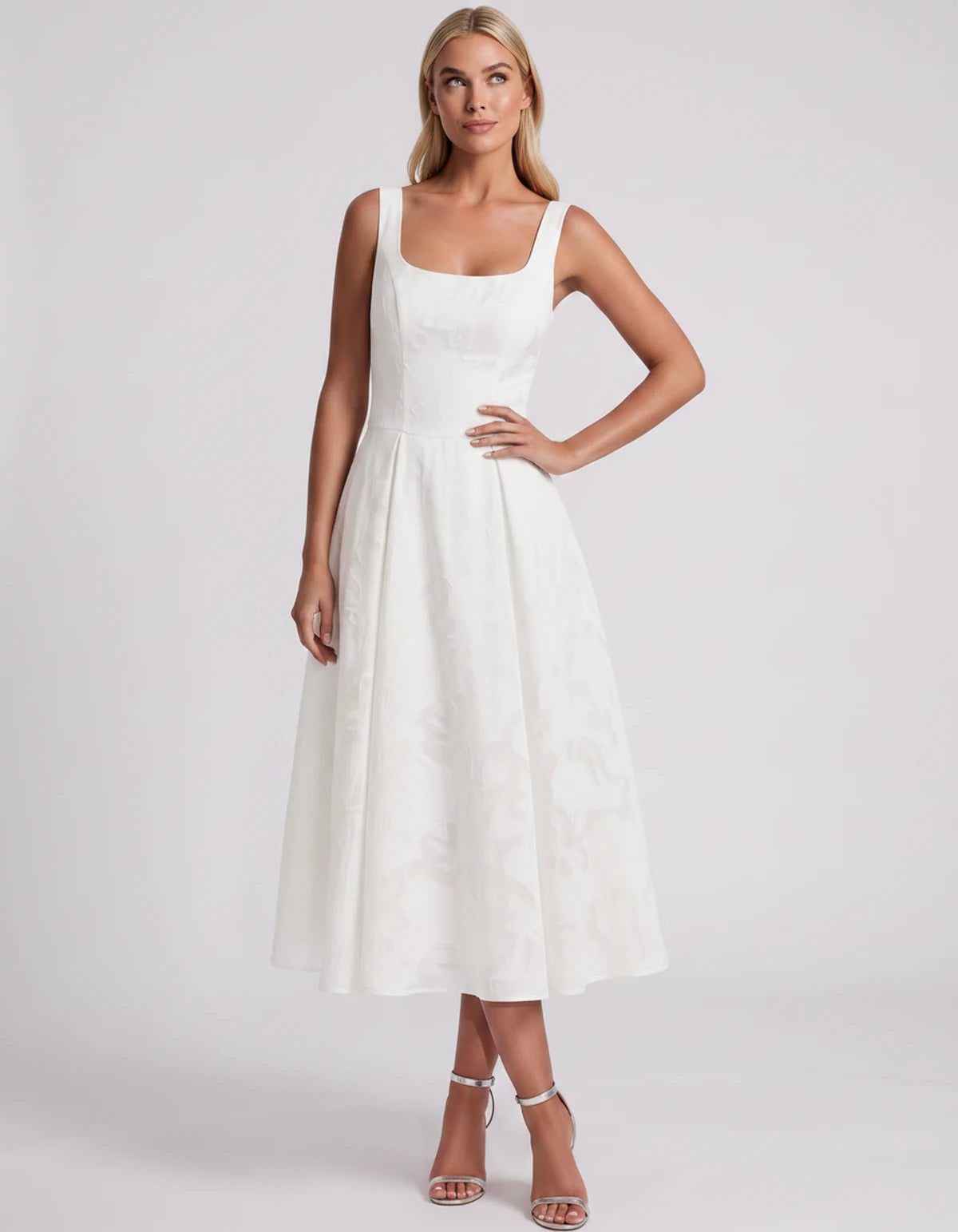 Blanchette Midi Dresses — Ivory | SKU: SD-79480-ivory-2,SD-79480-ivory-4,SD-79480-ivory-6,SD-79480-ivory-8,SD-79480-ivory-10,SD-79480-ivory-12,SD-79480-ivory-14,SD-79480-ivory-16,SD-79480-ivory-16W,SD-79480-ivory-18W,SD-79480-ivory-20W,SD-79480-ivory-22W,SD-79480-ivory-24W