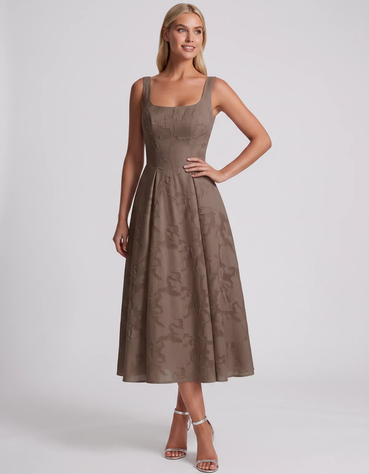 Blanchette Midi Dresses — Khaki | SKU: SD-79480-khaki-2,SD-79480-khaki-4,SD-79480-khaki-6,SD-79480-khaki-8,SD-79480-khaki-10,SD-79480-khaki-12,SD-79480-khaki-14,SD-79480-khaki-16,SD-79480-khaki-16W,SD-79480-khaki-18W,SD-79480-khaki-20W,SD-79480-khaki-22W,SD-79480-khaki-24W