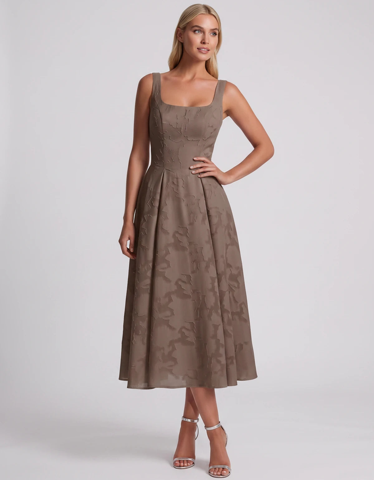Blanchette Midi Dresses — Khaki | SKU: SD-79480-khaki-2,SD-79480-khaki-4,SD-79480-khaki-6,SD-79480-khaki-8,SD-79480-khaki-10,SD-79480-khaki-12,SD-79480-khaki-14,SD-79480-khaki-16,SD-79480-khaki-16W,SD-79480-khaki-18W,SD-79480-khaki-20W,SD-79480-khaki-22W,SD-79480-khaki-24W
